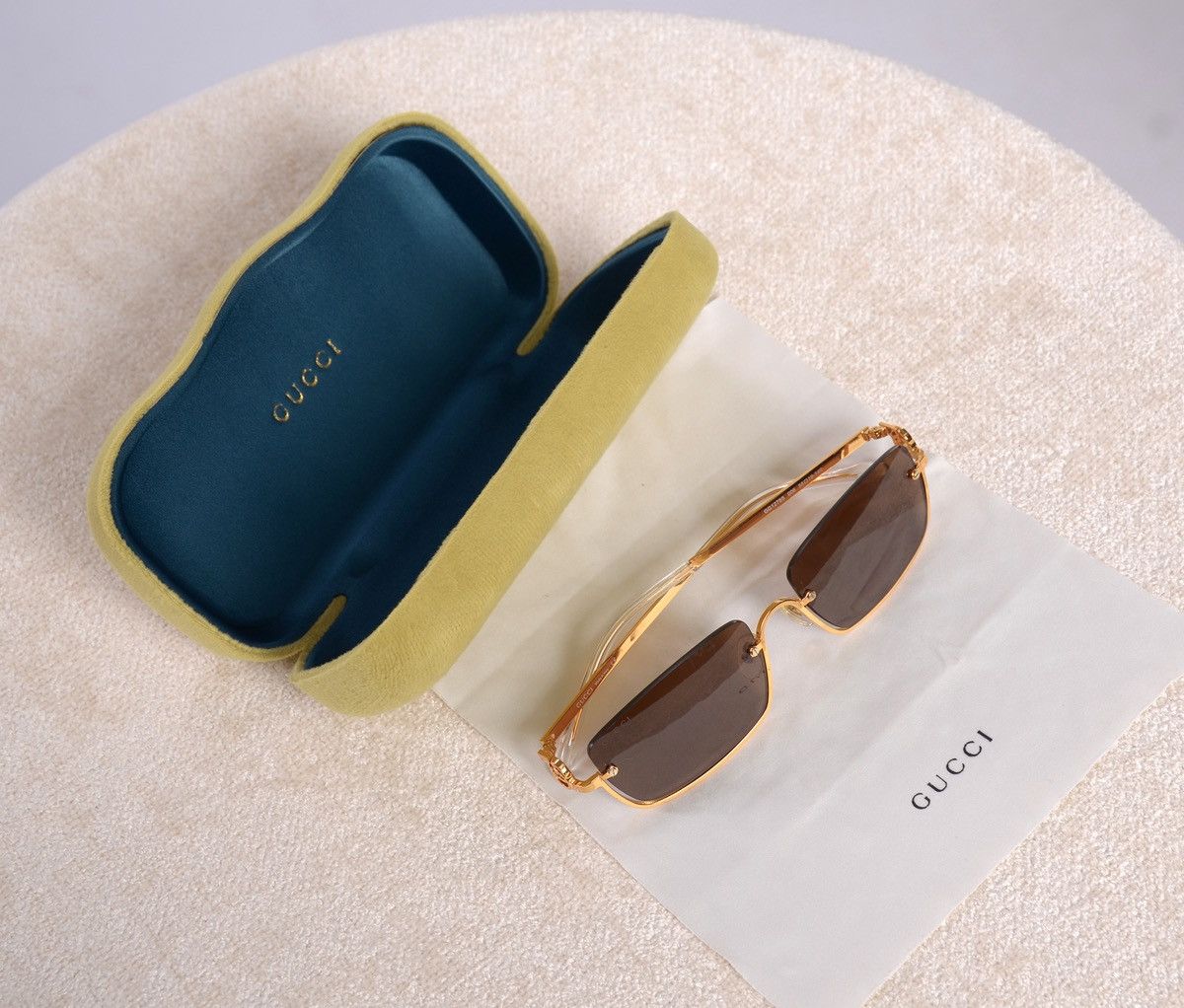 Gucci Gucci GG Gold Sunglasses Size ONE SIZE - 9 Thumbnail