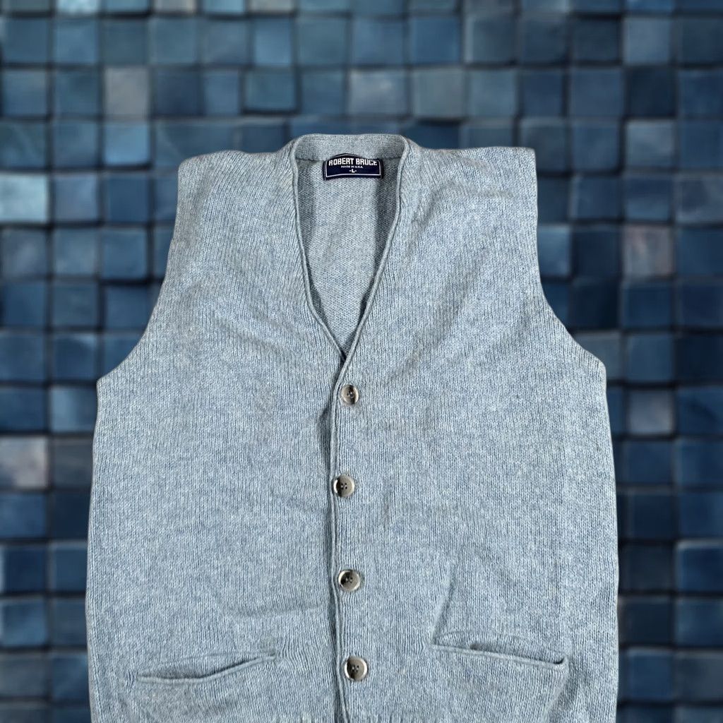 Vintage VINTAGE Robert Bruce Sweater Vest Mens Large Light Blue Knit Button Front Made USA Size US L / EU 52-54 / 3 - 1 Thumbnail
