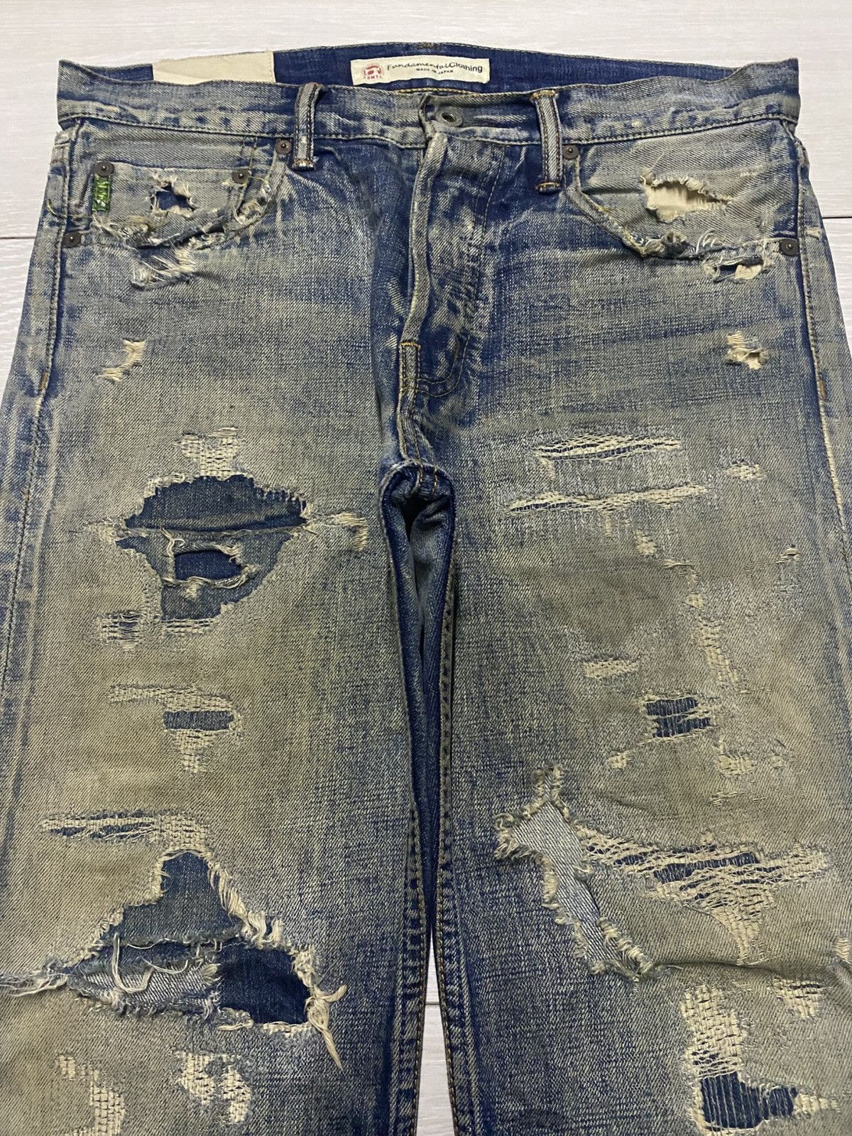 FDMTL Classic Straight Denim Crazy Mud Wash Jeans Size US 33 - 3 Thumbnail