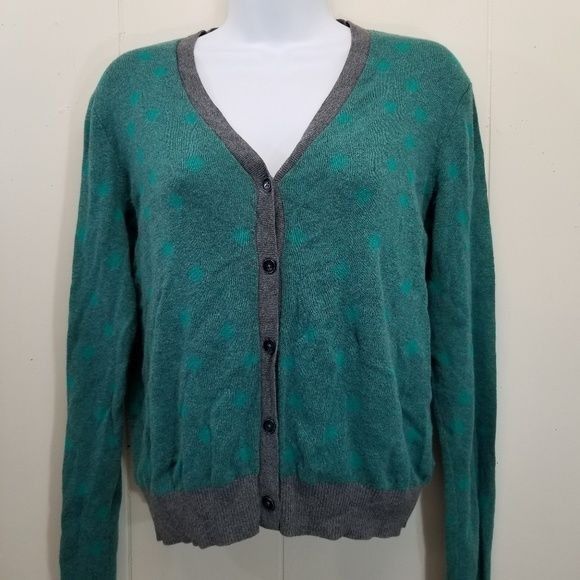 Vintage CAbi M Cardigan Sweater Green Polka Dot Gray 903 Size M / US 6-8 / IT 42-44 - 7 Thumbnail