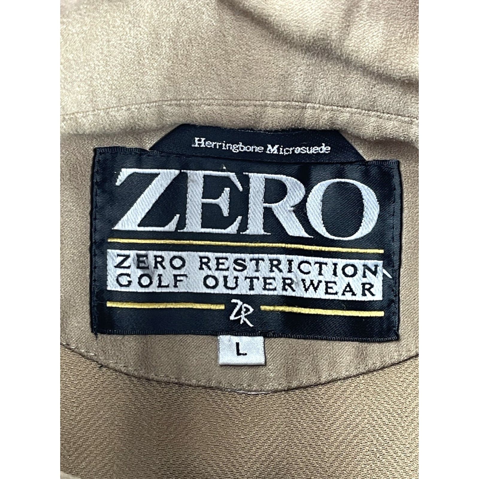 Vintage Zero Restriction Sz Large Golf Jacket Windbreaker Pullover Mens Herringbone Tan Size US L / EU 52-54 / 3 - 2 Thumbnail