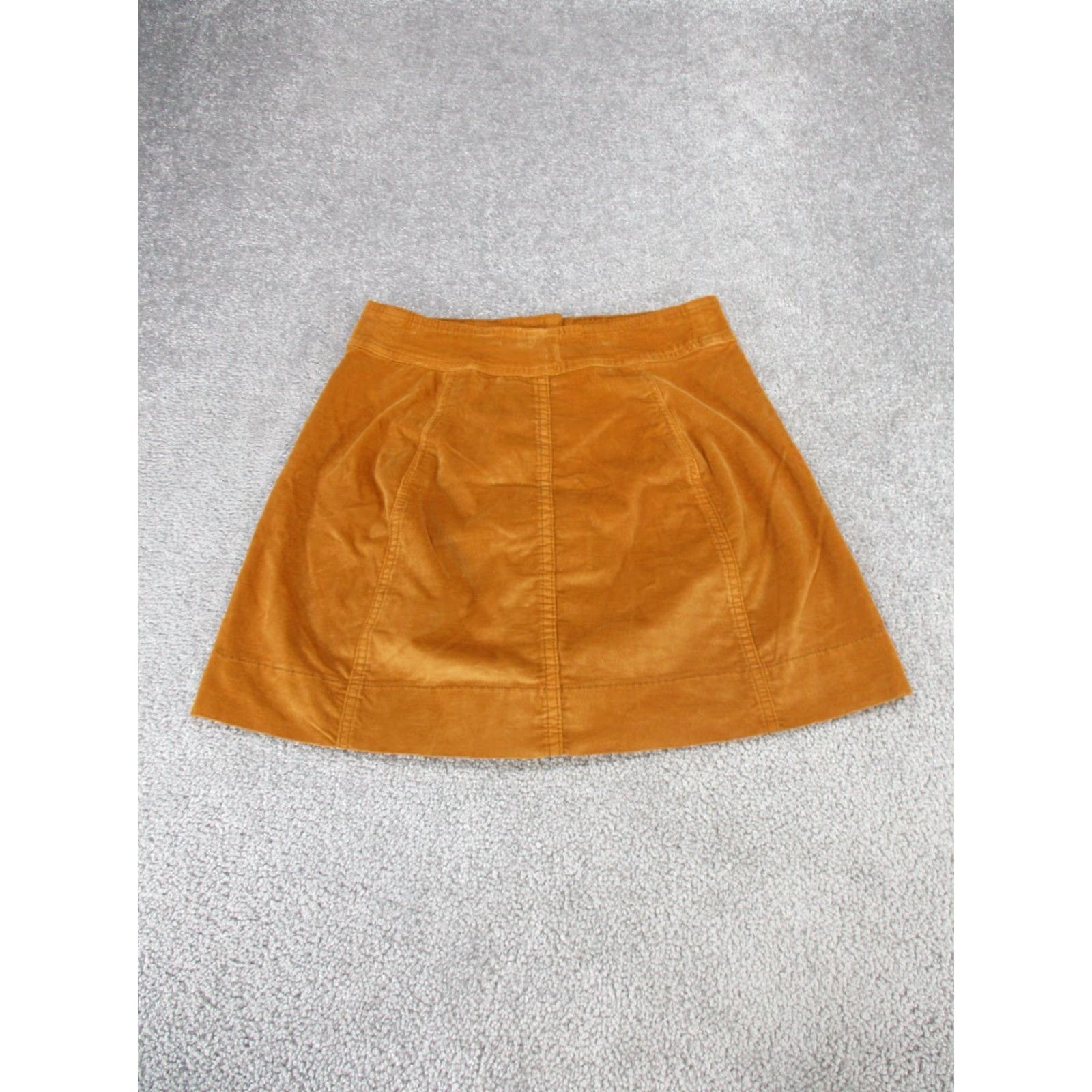 Madewell Madewell Skirt Womens 00 Golden Pecan Velveteen A-Line Mini Button Front Yellow Cotton Blend Regular Lined Short Accessory: Button Size 24" / US 00 / IT 34 - 8 Thumbnail