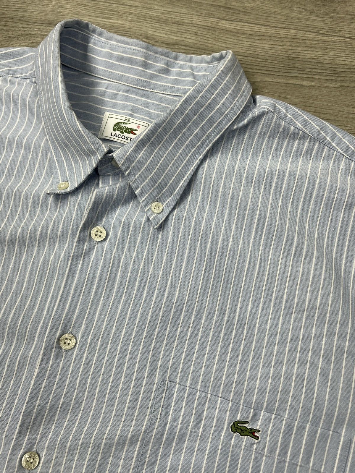 Lacoste Lacoste Short Sleeve Striped Button Down Shirt Grey Size XXL Size US XXL / EU 58 / 5 - 3 Thumbnail