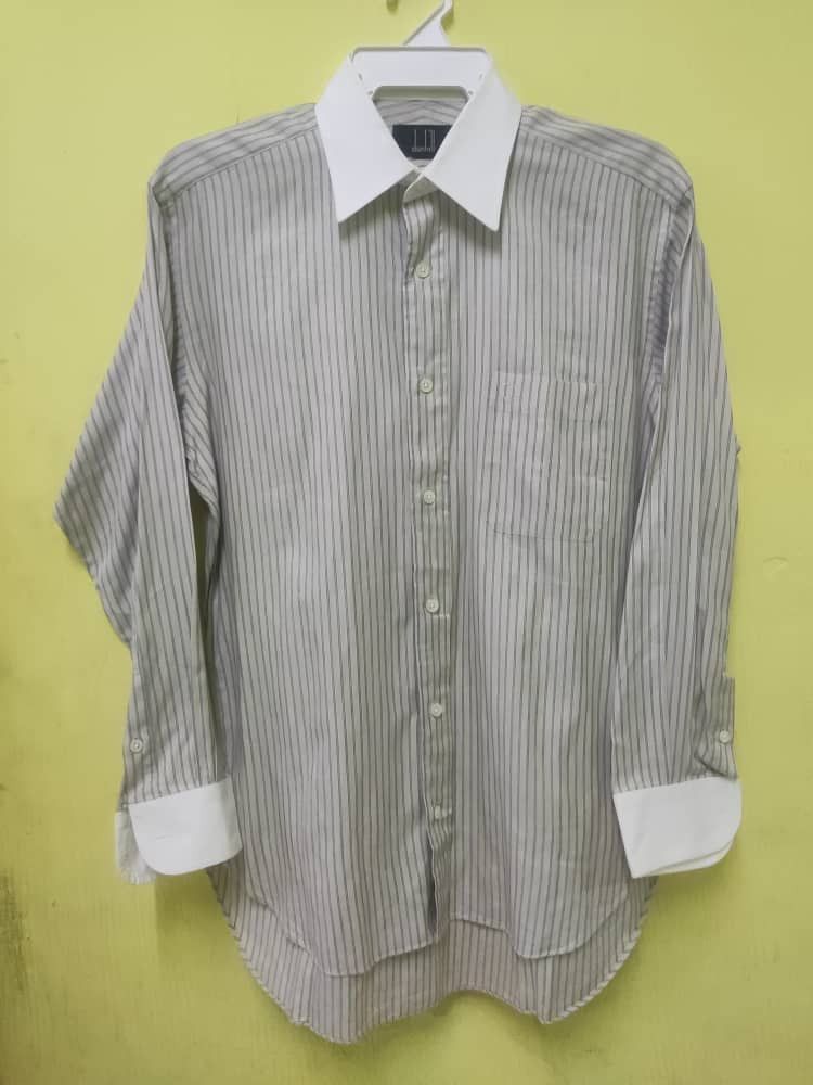 Alfred Dunhill Dunhill man's khaki cotton striped shirt long sleeve Size US L / EU 52-54 / 3 - 10 Thumbnail
