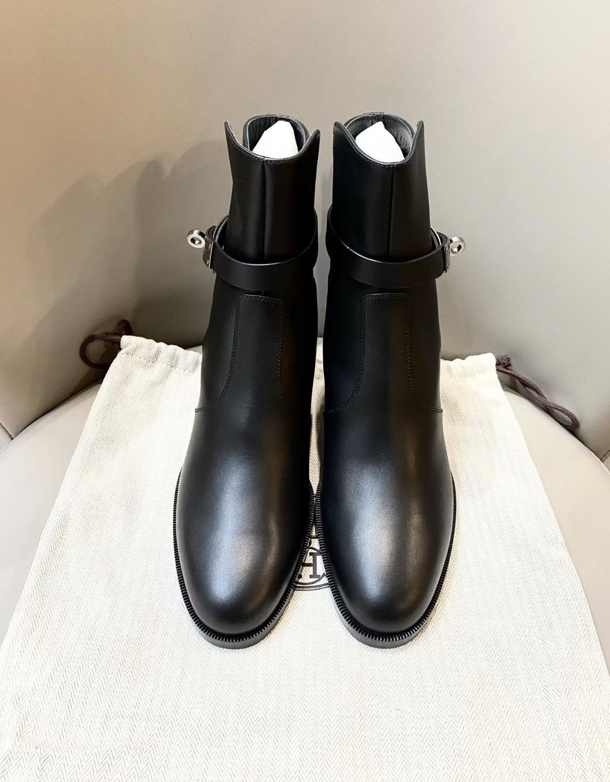 Hermes Hermès Classic Calfskin Ankle Boots with Kelly Buckle J33 Size US 7.5 / IT 37.5 - 1 Thumbnail