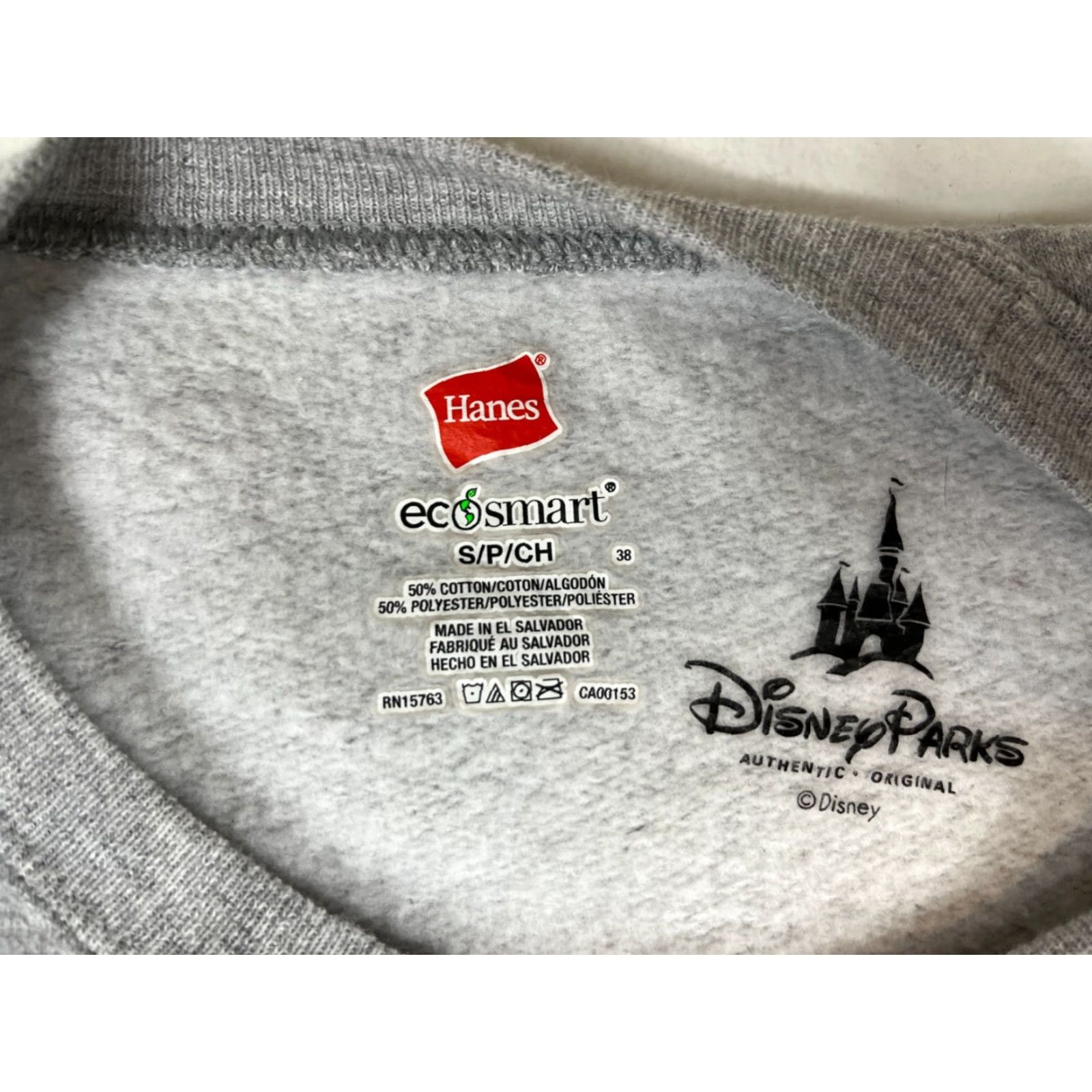 Hanes Disney Parks Epcot World Hanes EcoSmart Unisex Adults Sweatshirt Crewneck Sz S Gray Double Sided Graphic Print Size US S / EU 44-46 / 1 - 6 Thumbnail