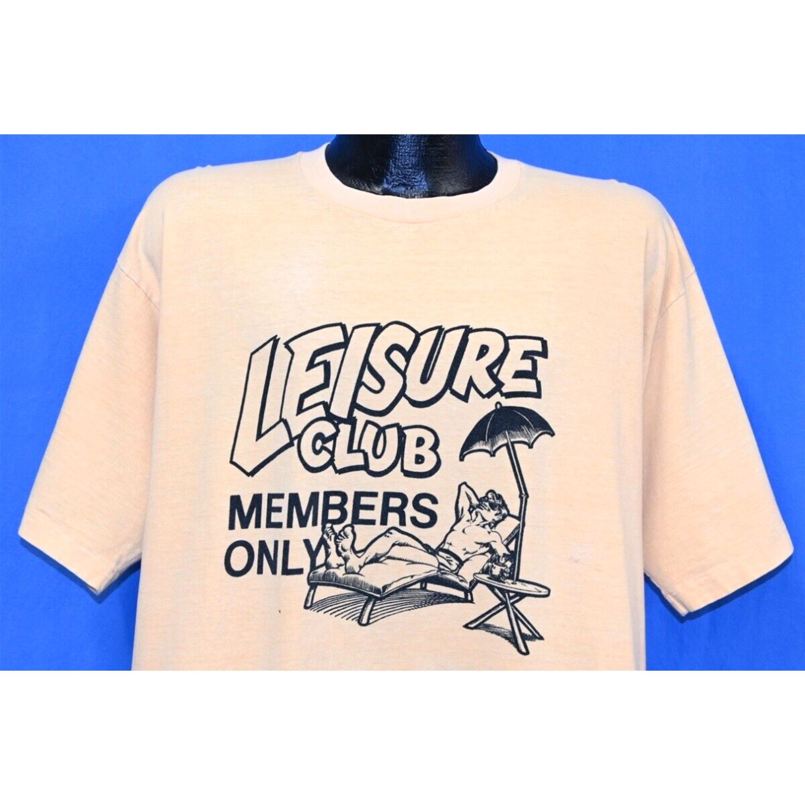 image of Vintage 80's Leisure Club Members Only Crazy Shirts Funny Yellow T-Shirt XL in White, Men's