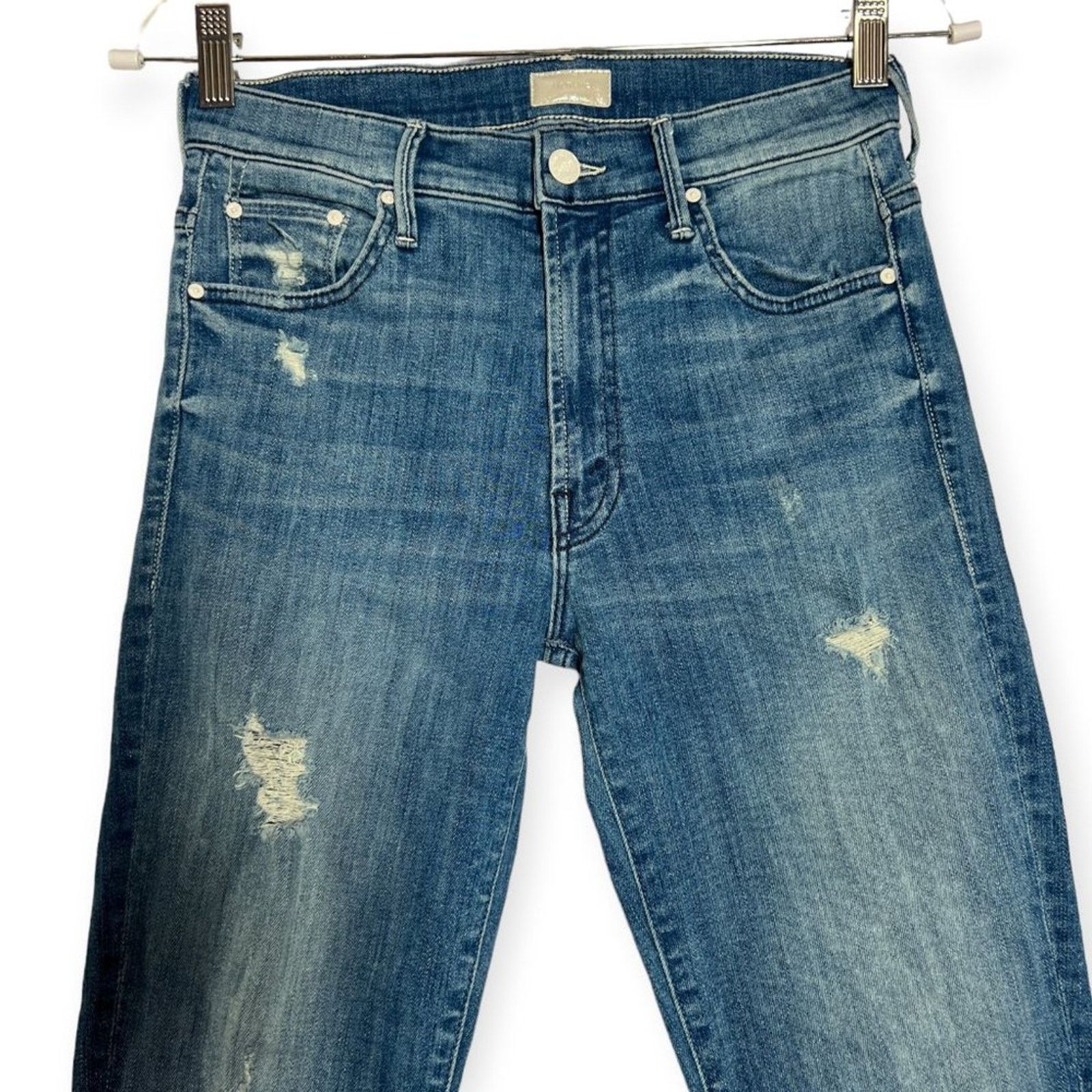 MOTHER MOTHER Insider Crop Step Fray Jeans 26 Naughty Distressed Size 26" / US 2 / IT 38 - 10 Thumbnail