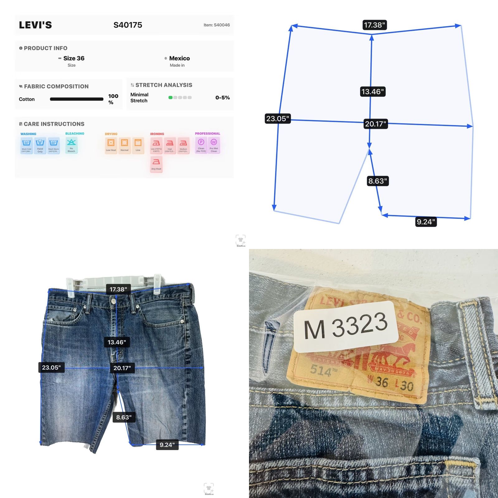 Levi's Levi's 514 Shorts Mens 36 Blue Bermuda Distressed 5-Pocket Raw Hem Denim Casual Summer Size US 36 / EU 52 - 9 Thumbnail
