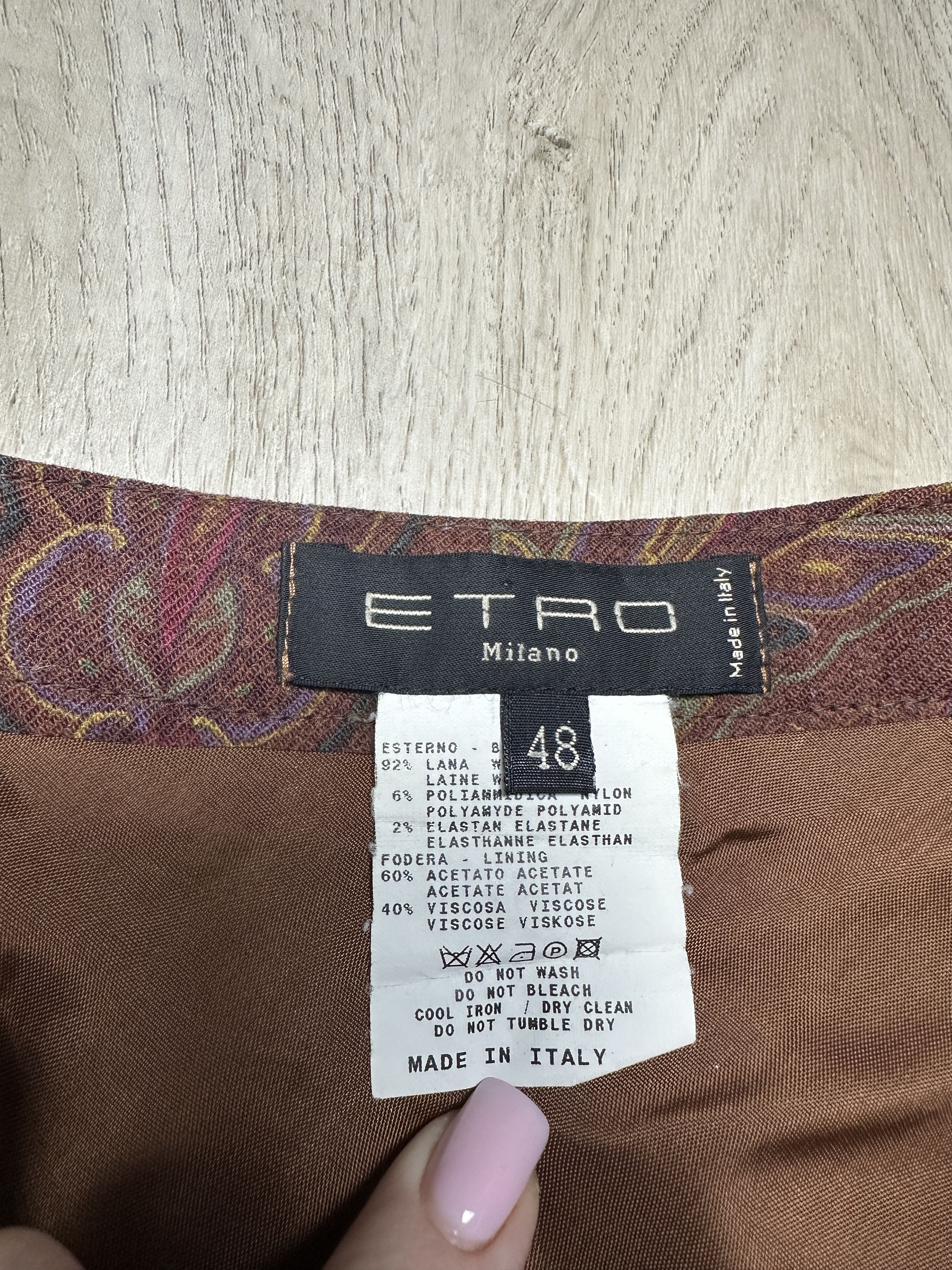 Etro Etro Vintage Womens Floral Paisley Wool Midi Skirt Size 32" / US 10 / IT 46 - 2 Thumbnail