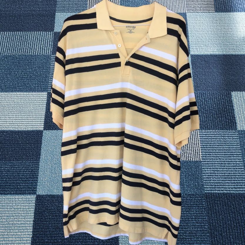 Vintage St. Johns Bay Polo Shirt Striped Yellow Black 2XLT Big & Tall Mens Short Sleeve Collared Golf Casual Shirt Size US XXL / EU 58 / 5 - 1 Thumbnail