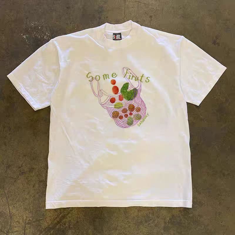 Vintage White retro fruit print cotton t-shirt Size US M / EU 48-50 / 2 - 1 Thumbnail