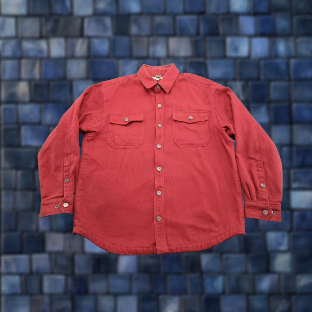 Vintage Duluth Trading Jacket Mens Heavy Canvas Workwear Fleece Lined Snap Size L Red Varsity Jacket Winter Relaxed 90s Mens Size US L / EU 52-54 / 3 - 1 Thumbnail
