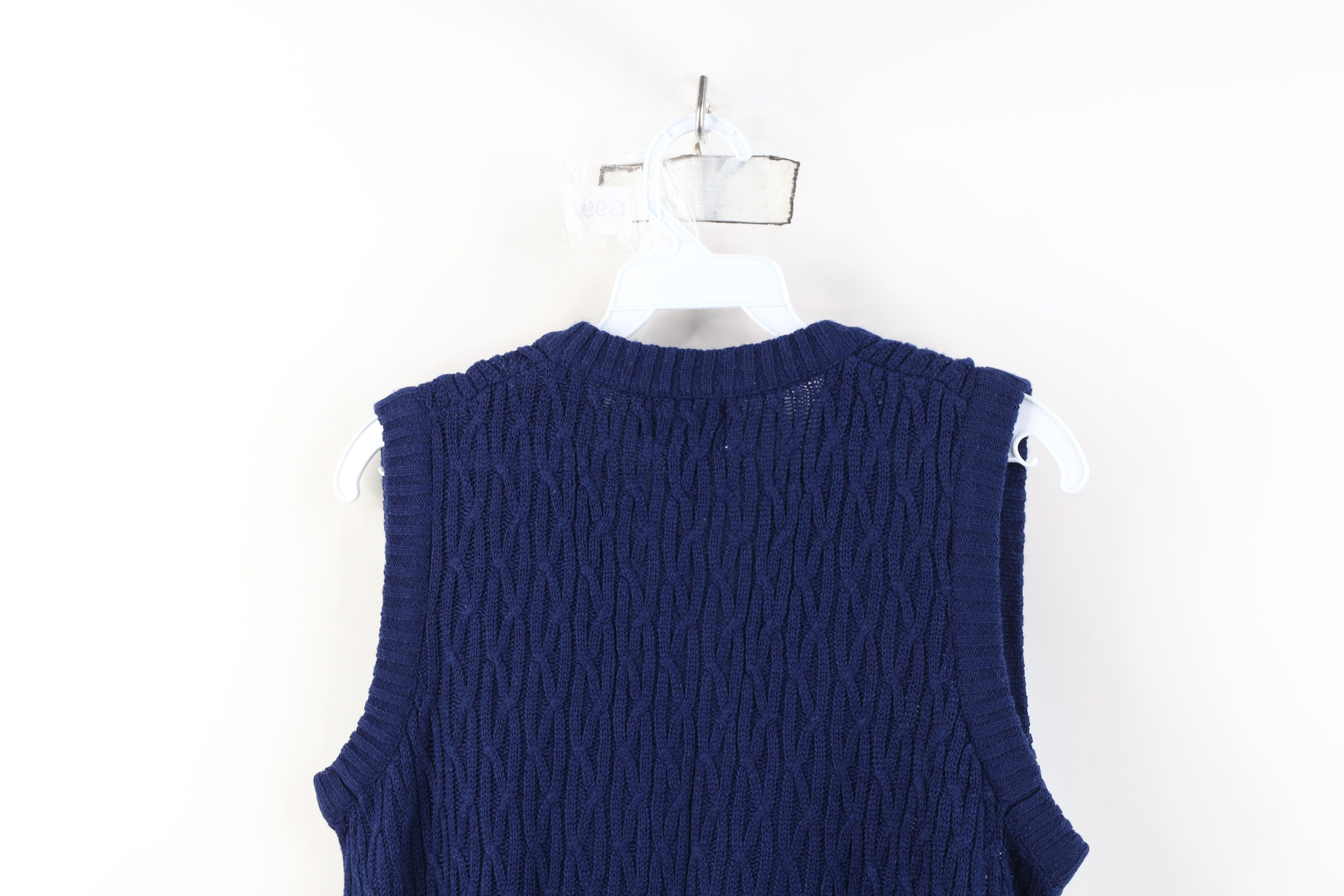 Vintage Vintage 90s Streetwear Cable Knit Cardigan Sweater Vest Blue Size S / US 4 / IT 40 - 10 Thumbnail