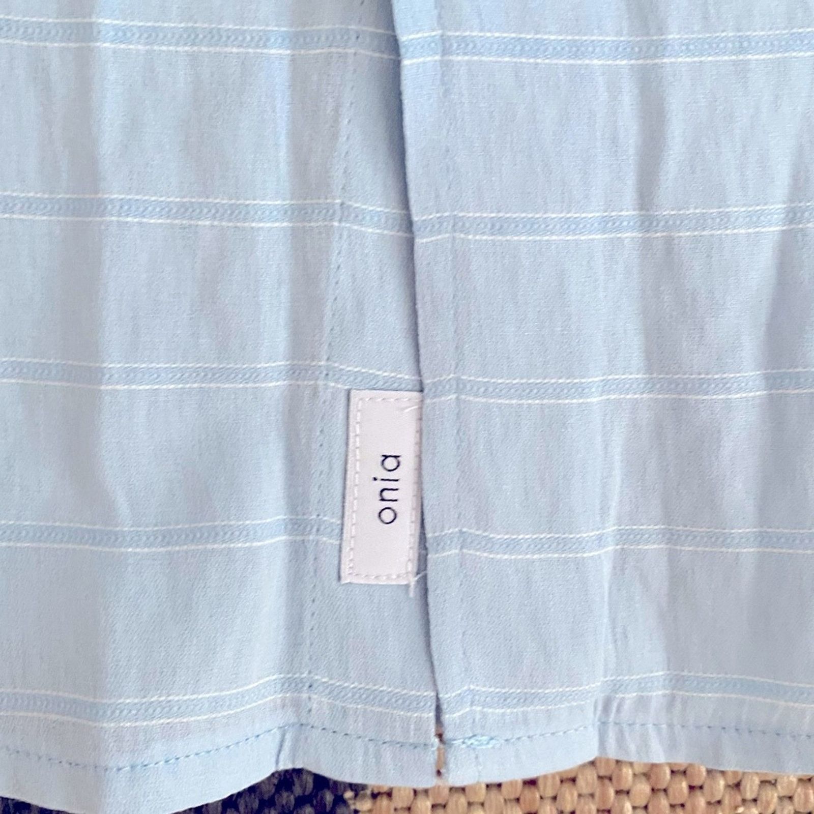 Onia ONIA Mens $189 Light Blue Mandarin Collar Shirt LG EUC Size US L / EU 52-54 / 3 - 6 Thumbnail