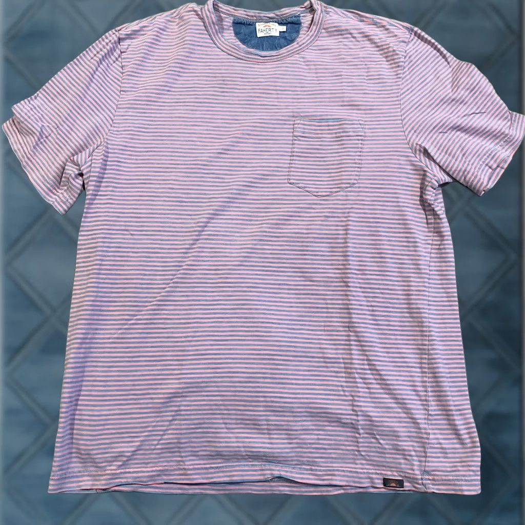 Faherty FAHERTY T Shirt Large Blue Red Striped Mens Size Size US L / EU 52-54 / 3 - 1 Thumbnail