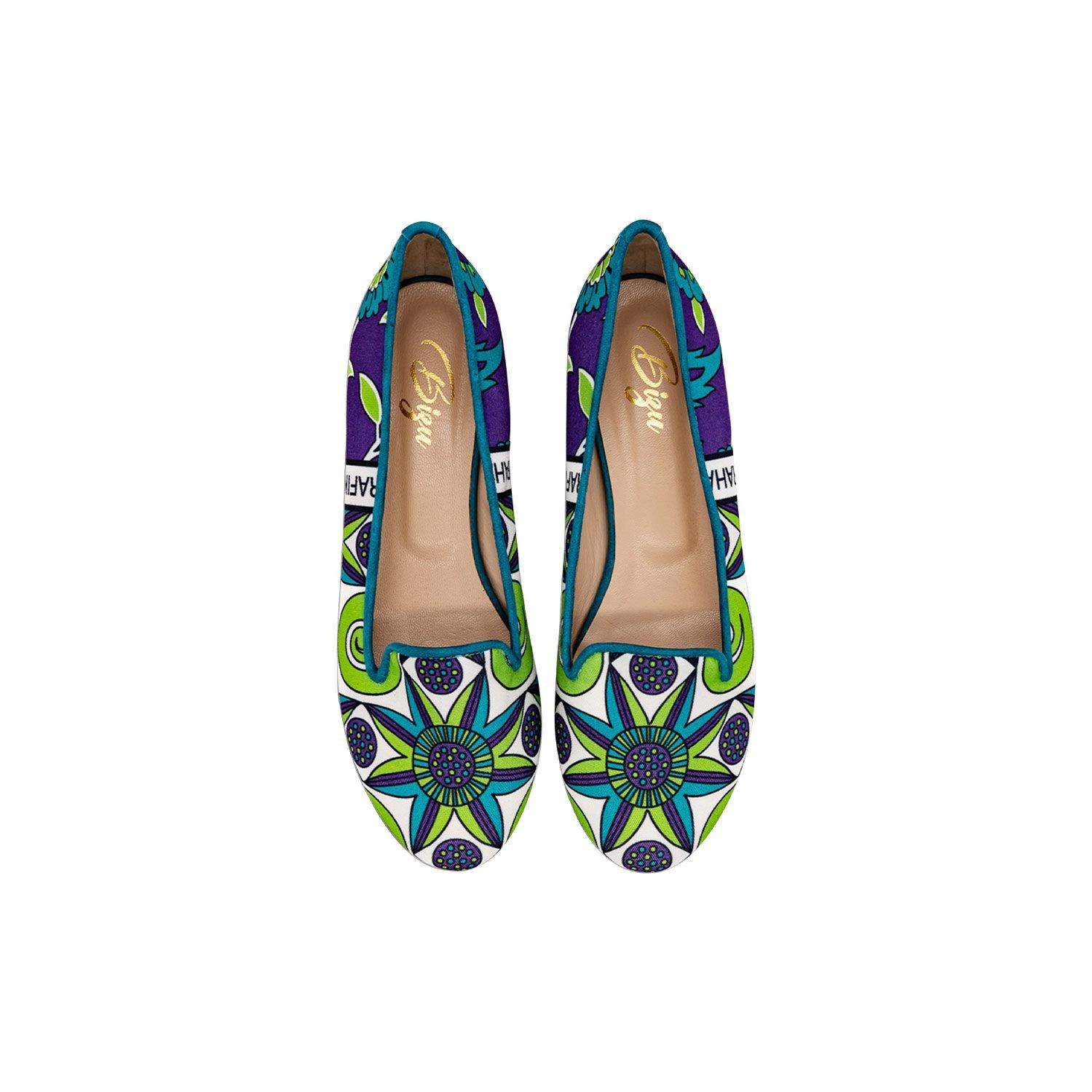 BIZU Chic Ballet Flats, Loafers - Green & Purple, Stella Size US 9 / IT 39 - 1 Thumbnail