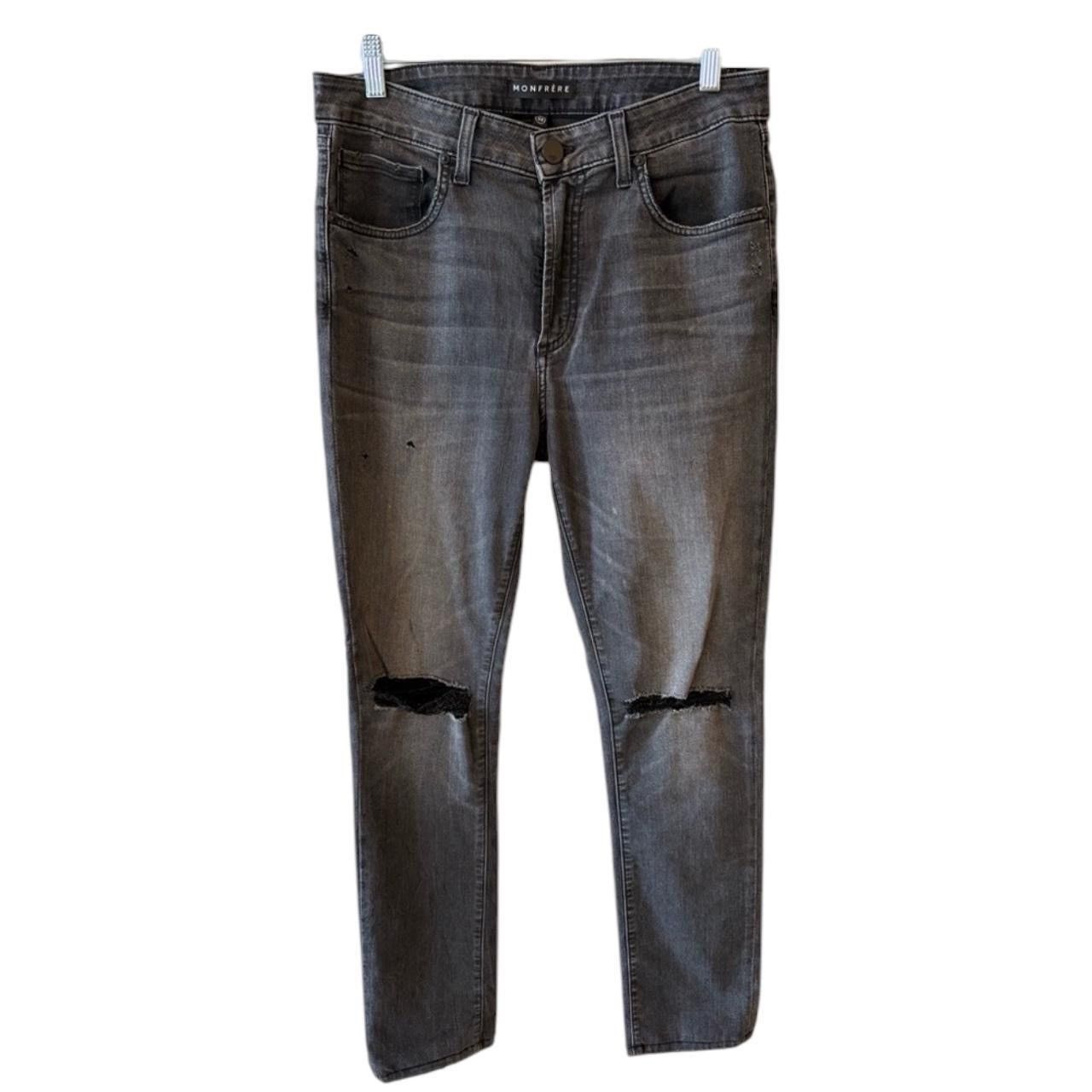 MONFRERE Monfrère Greyson Distressed Black Skinny Jeans 32x32 Size US 32 / EU 48 - 1 Thumbnail