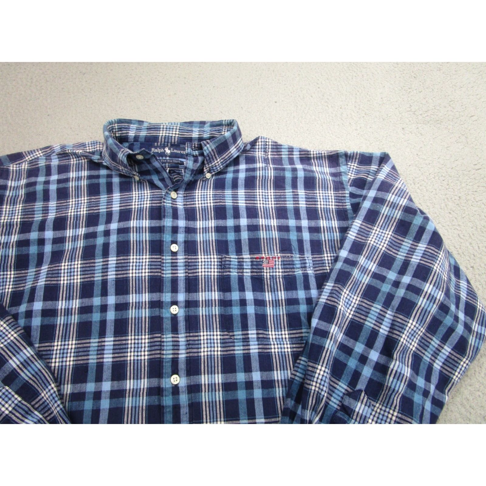 Ralph Lauren VINTAGE Ralph Lauren Workshirt Shirt Mens XL Blue Plaid Button-Up Collared Classic Casual Size US XL / EU 56 / 4 - 2 Thumbnail