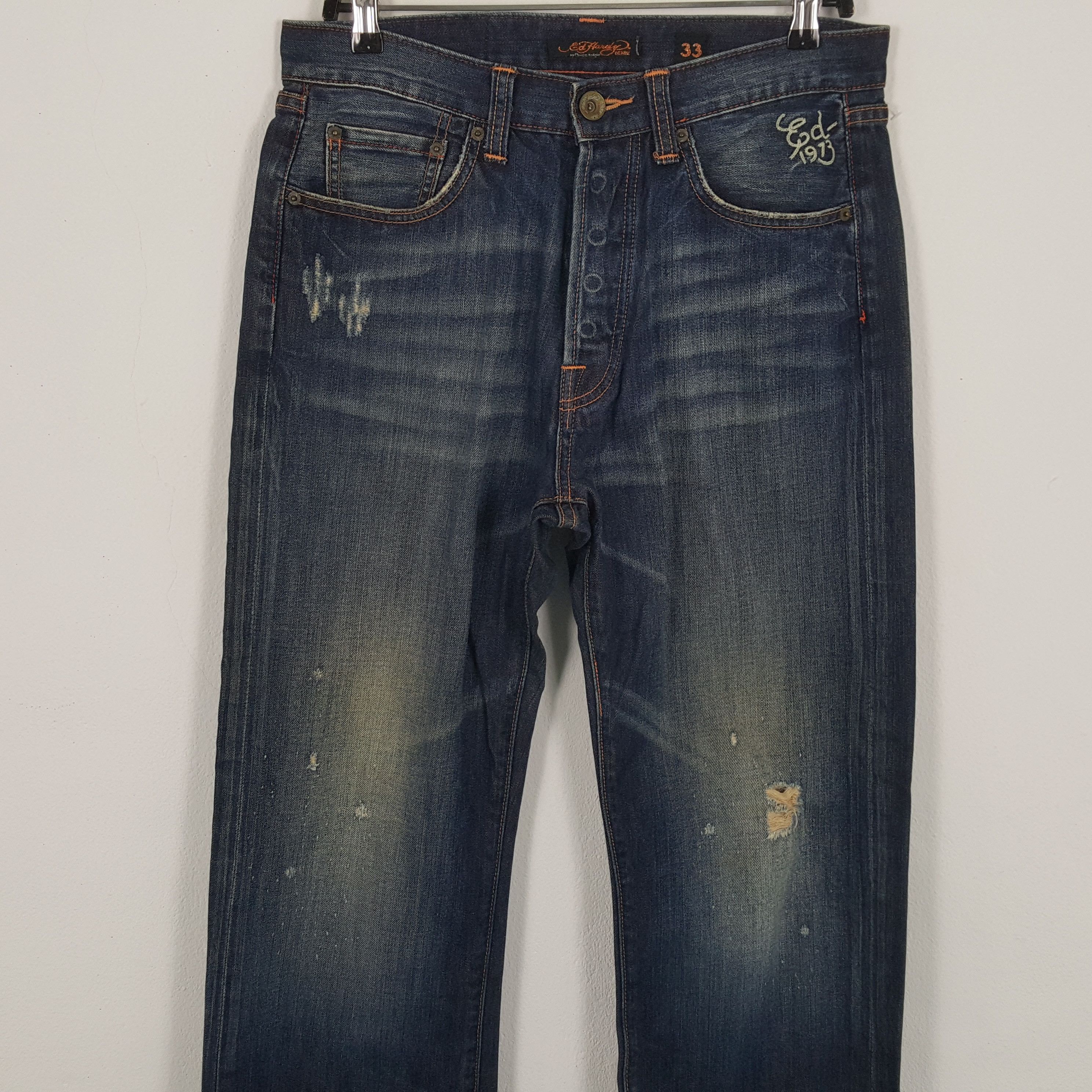 Christian Audigier × Ed Hardy × Vintage ED HARDY Rock Punk Streetwear Style Tiger Design Jeans Size US 31 - 5 Thumbnail