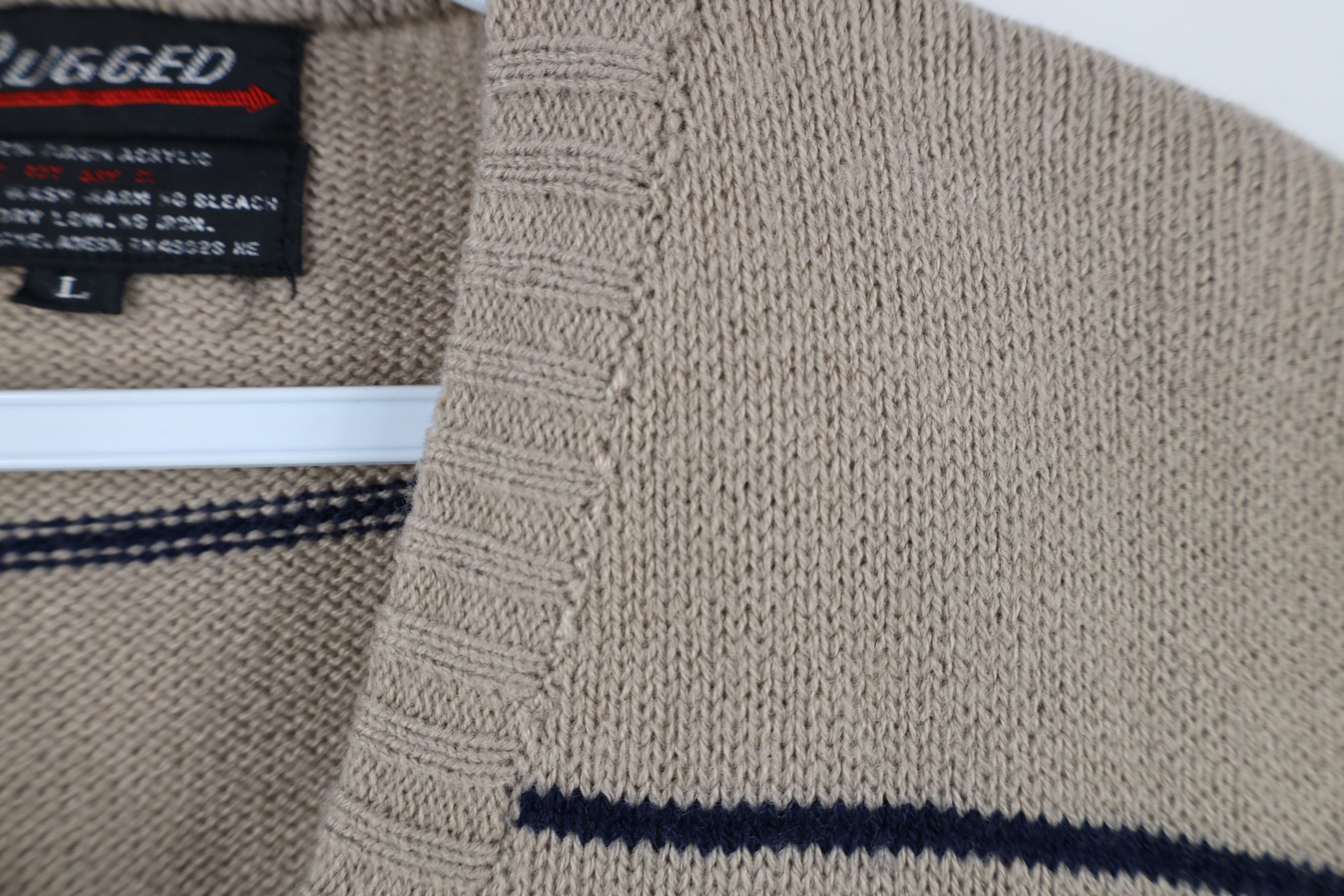 Vintage Vintage 70s Streetwear Striped V-Neck Sweater Vest Beige Size L / US 10 / IT 46 - 6 Thumbnail