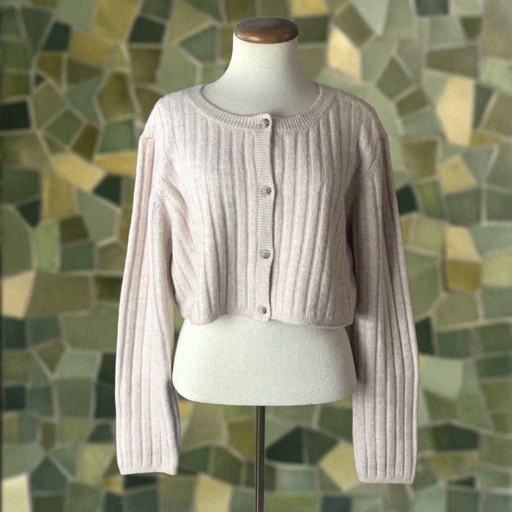 House of Harlow VINTAGE House of Harlow 1960 Cropped Sweater Woman’s XL Beige Button Long Sleeve Round Neck Casual Womens Cardigan 90s Bohemian Grunge Money Modern Size XL / US 12-14 / IT 48-50 - 1 Thumbnail