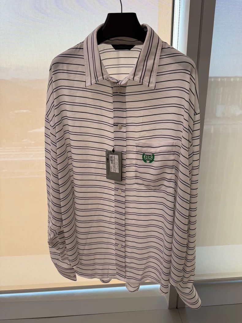 Balenciaga Balenciaga size 38 BB Wheat Spike Striped Silk Shirt Size US M / EU 48-50 / 2 - 1 Thumbnail