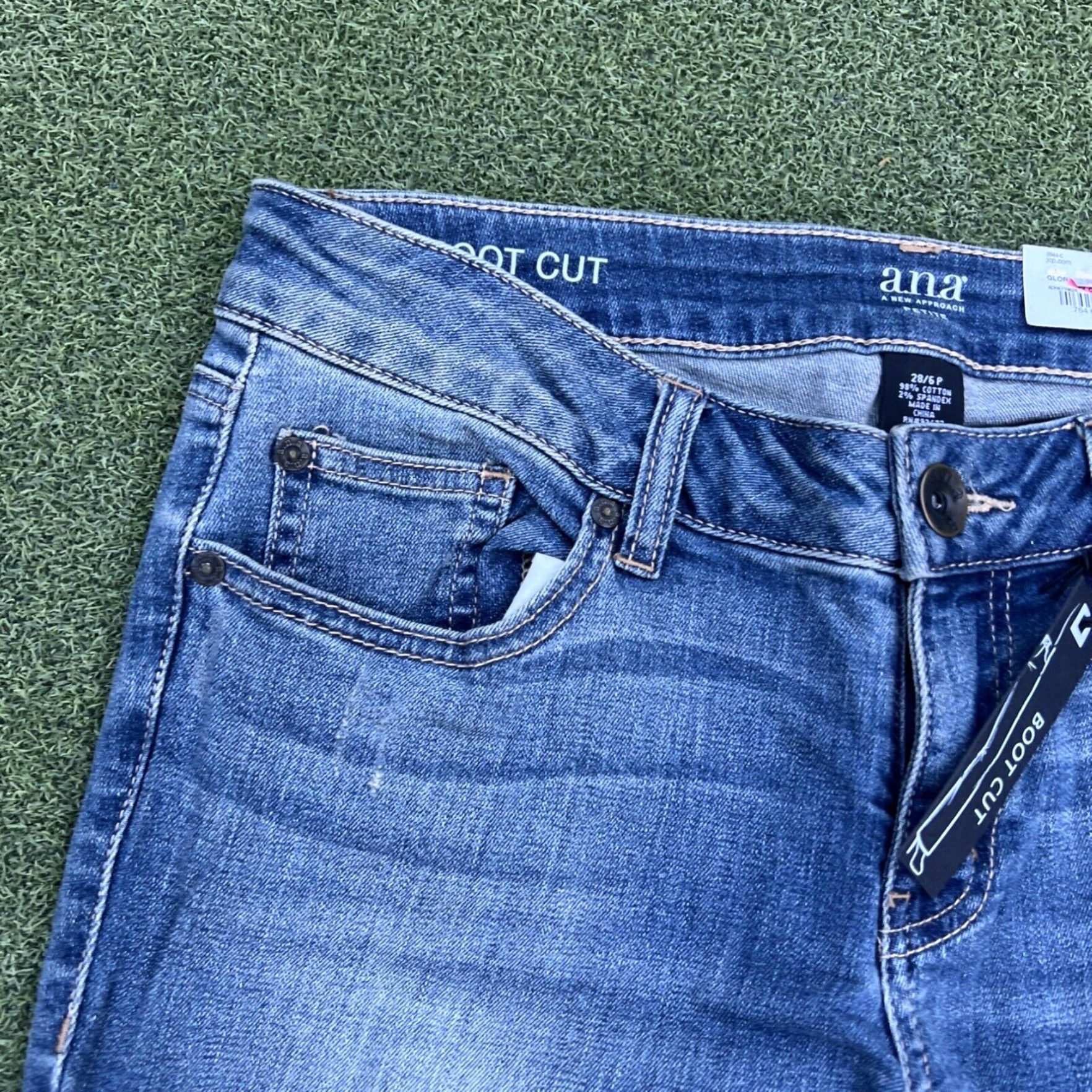 Vintage a.n.a. A New Approach Womens 28/6 petite Blue Bootcut Low Rise Denim Jeans New Size 29" - 3 Thumbnail