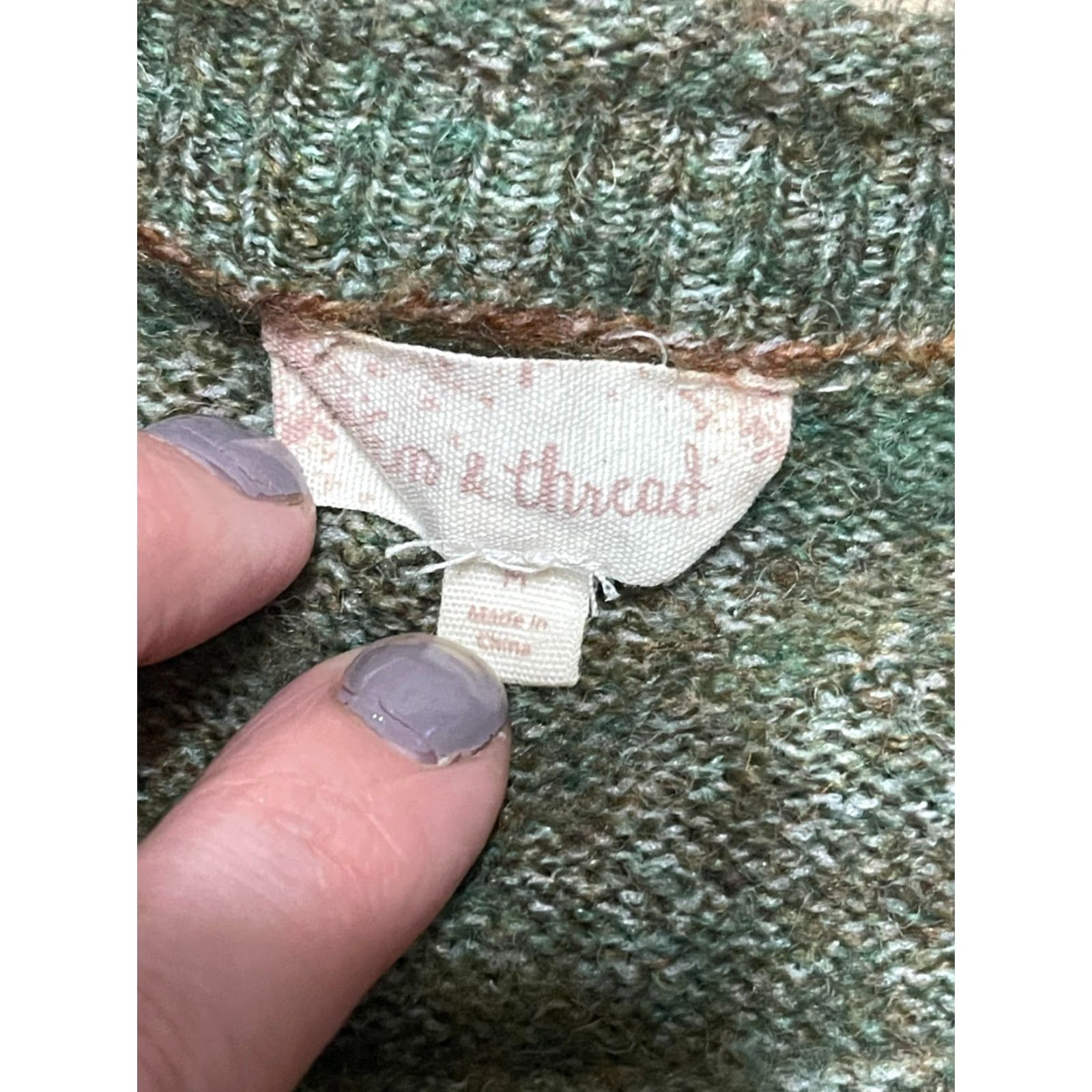Vintage Hem & Thread Sweater Women's Size Medium Pullover Striped Long Sleeve Round Neck Red Green Orange Casual Fall Spring Summer Womens Size M / US 6-8 / IT 42-44 - 7 Thumbnail