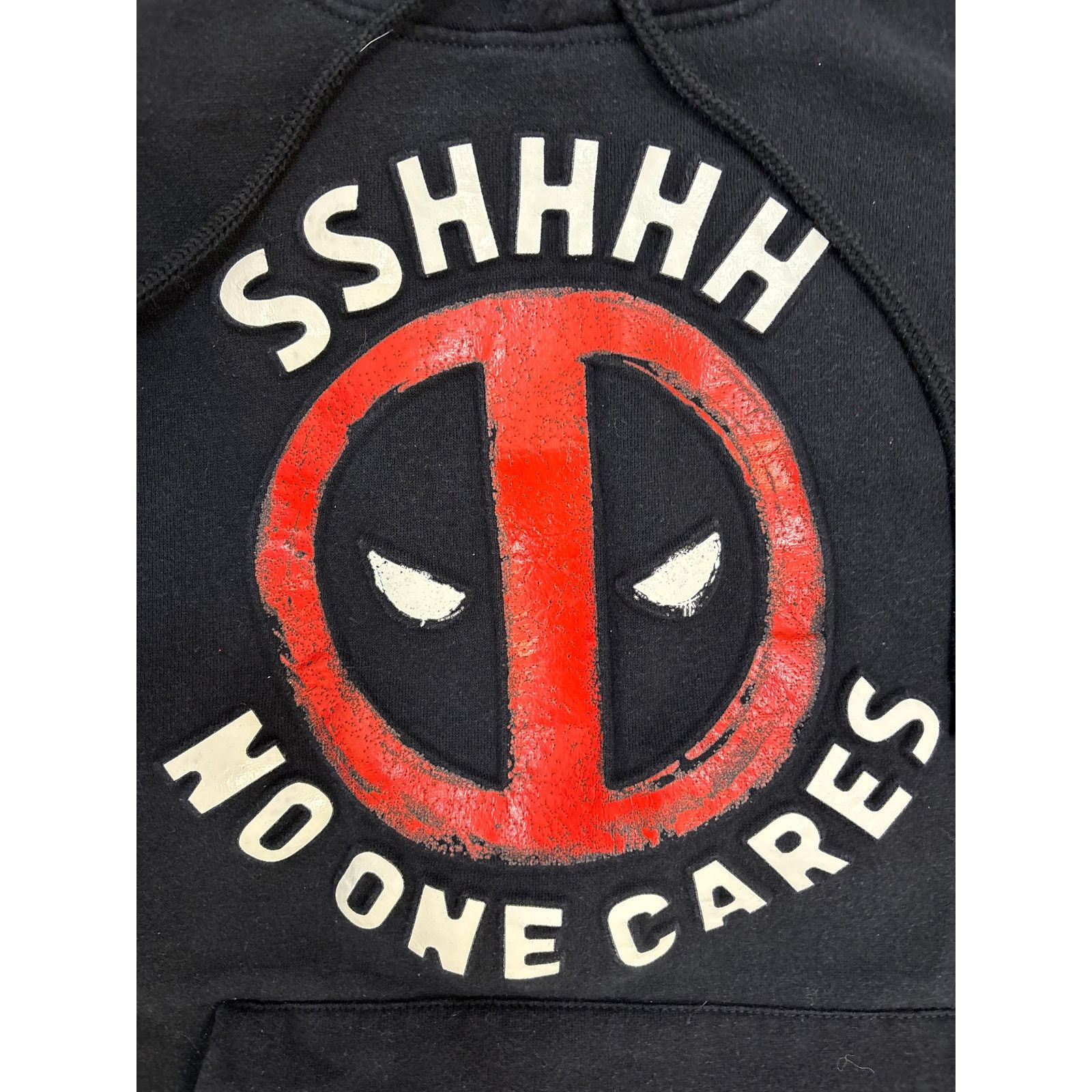 Marvel Comics Deadpool Sshhhh No One Cares Graffiti paint print hoodie XS Size US XS / EU 42 / 0 - 4 Thumbnail