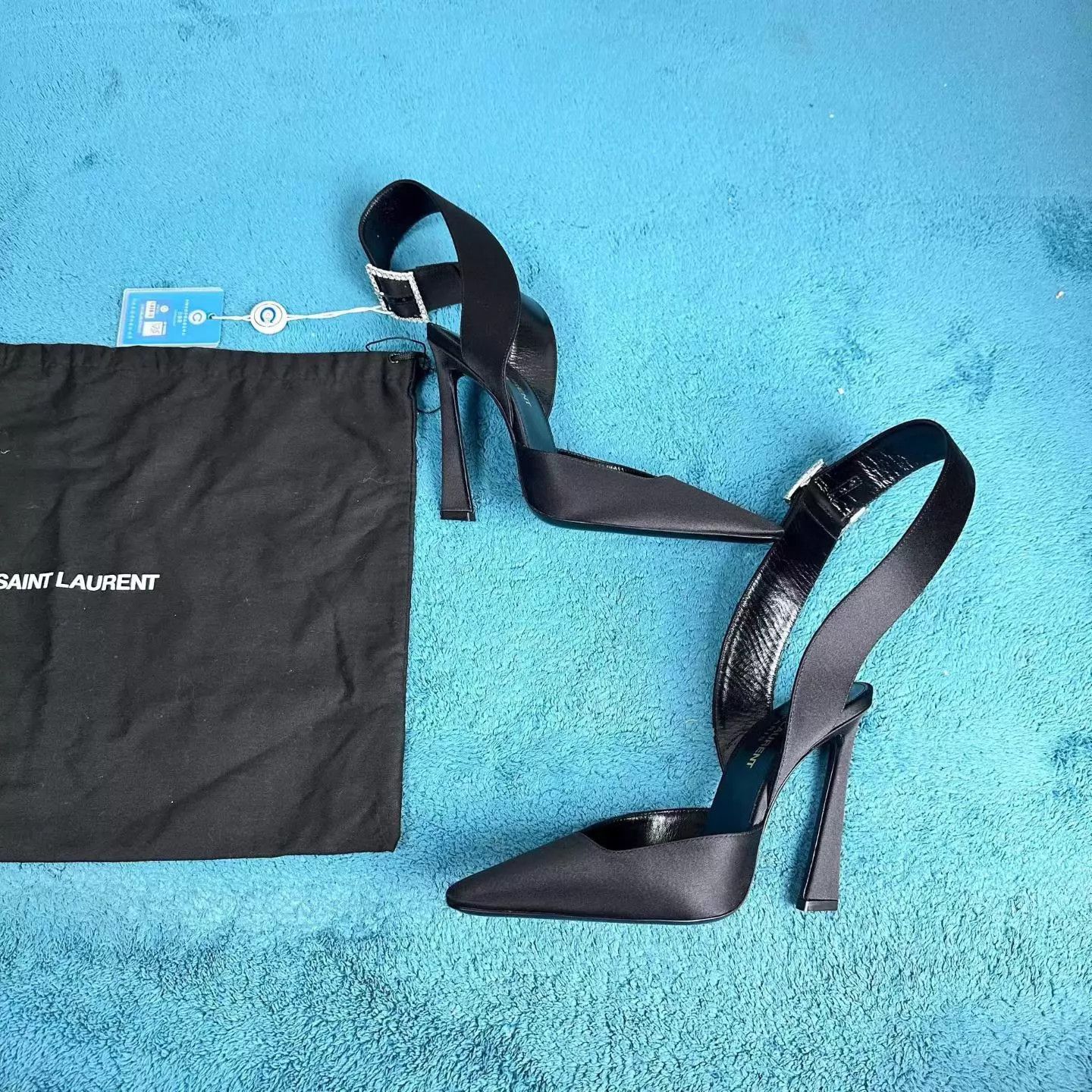 Yves Saint Laurent YSL Fanny Satin Crepe Stiletto Heels Black 36 Size US 5.5 / IT 35.5 - 2 Thumbnail