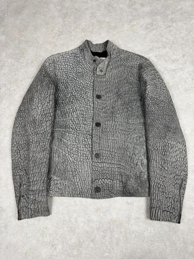 Emporio Armani AW2003 Emporio Armani Grey Cracked Effect Leather Jacket Size US M / EU 48-50 / 2 - 1 Thumbnail