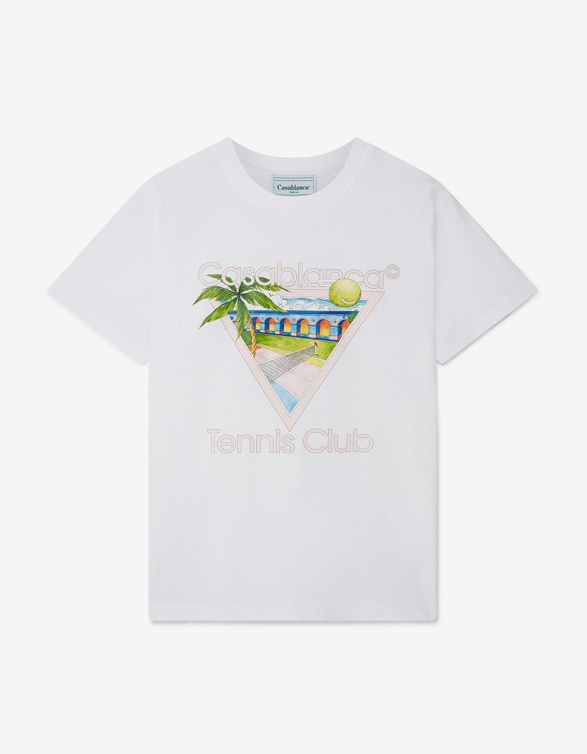 image of Casablanca White Tennis Club Icon T-Shirt, Men's (Size 2XL)