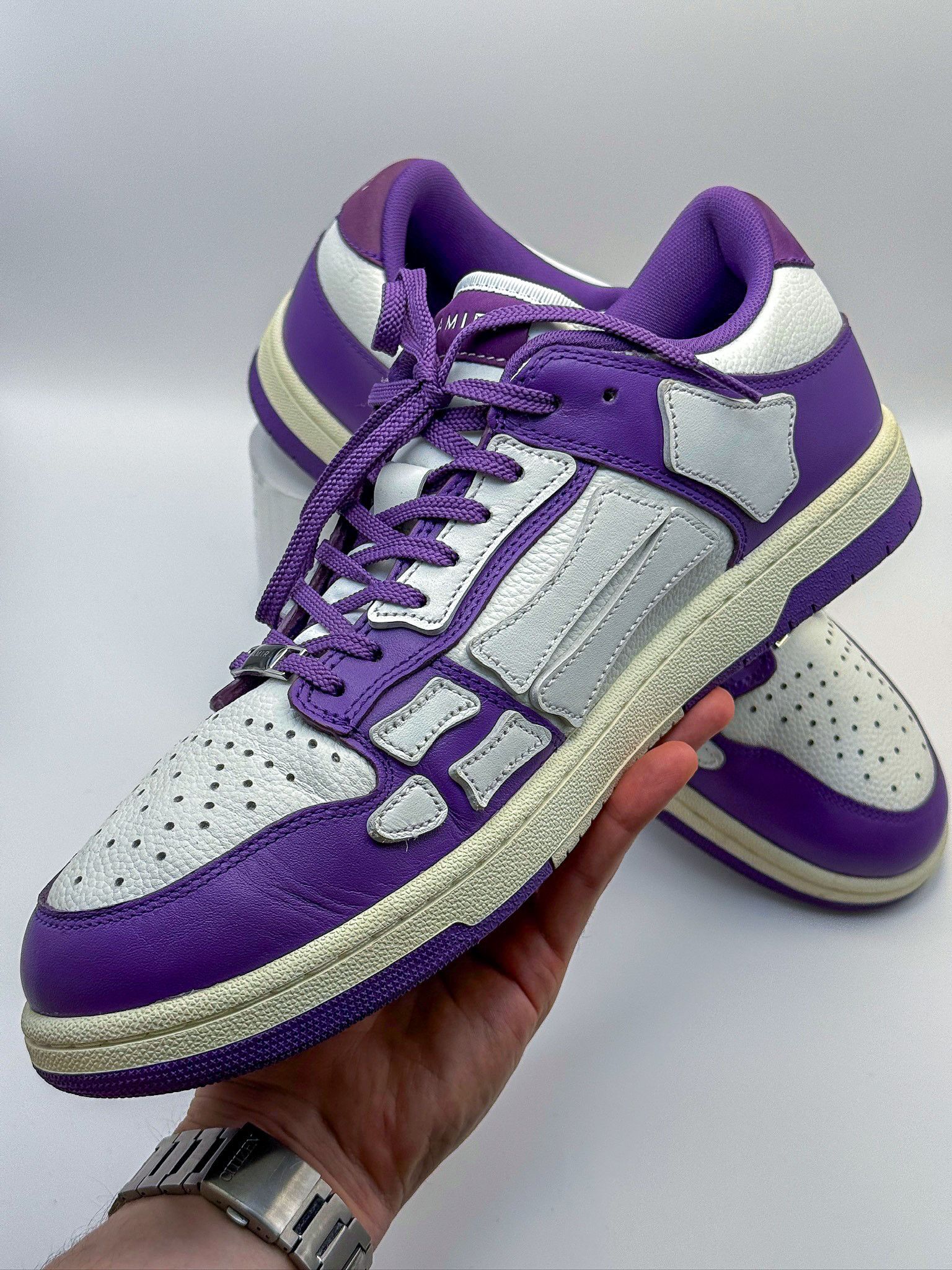 Amiri AMIRI Skel Top Low "Purple White" 2022 Skeleton Bones Size US 13 / EU 46 - 4 Thumbnail