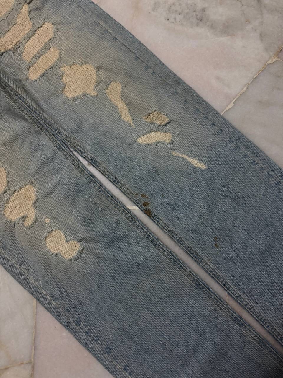 Vintage 💥Sashiko Boro Kapital Style Thrashed Rusty Jeans By Zara 90s Size US 34 / EU 50 - 7 Thumbnail