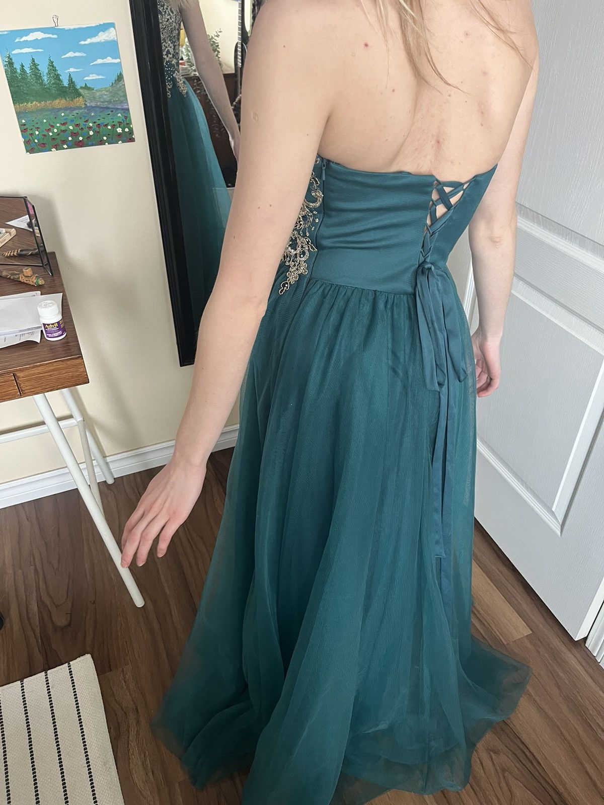 Laura Ashley Green LAURA poofy mesh multi layer prom dress (worn once) Size XS / US 0-2 / IT 36-38 - 7 Thumbnail