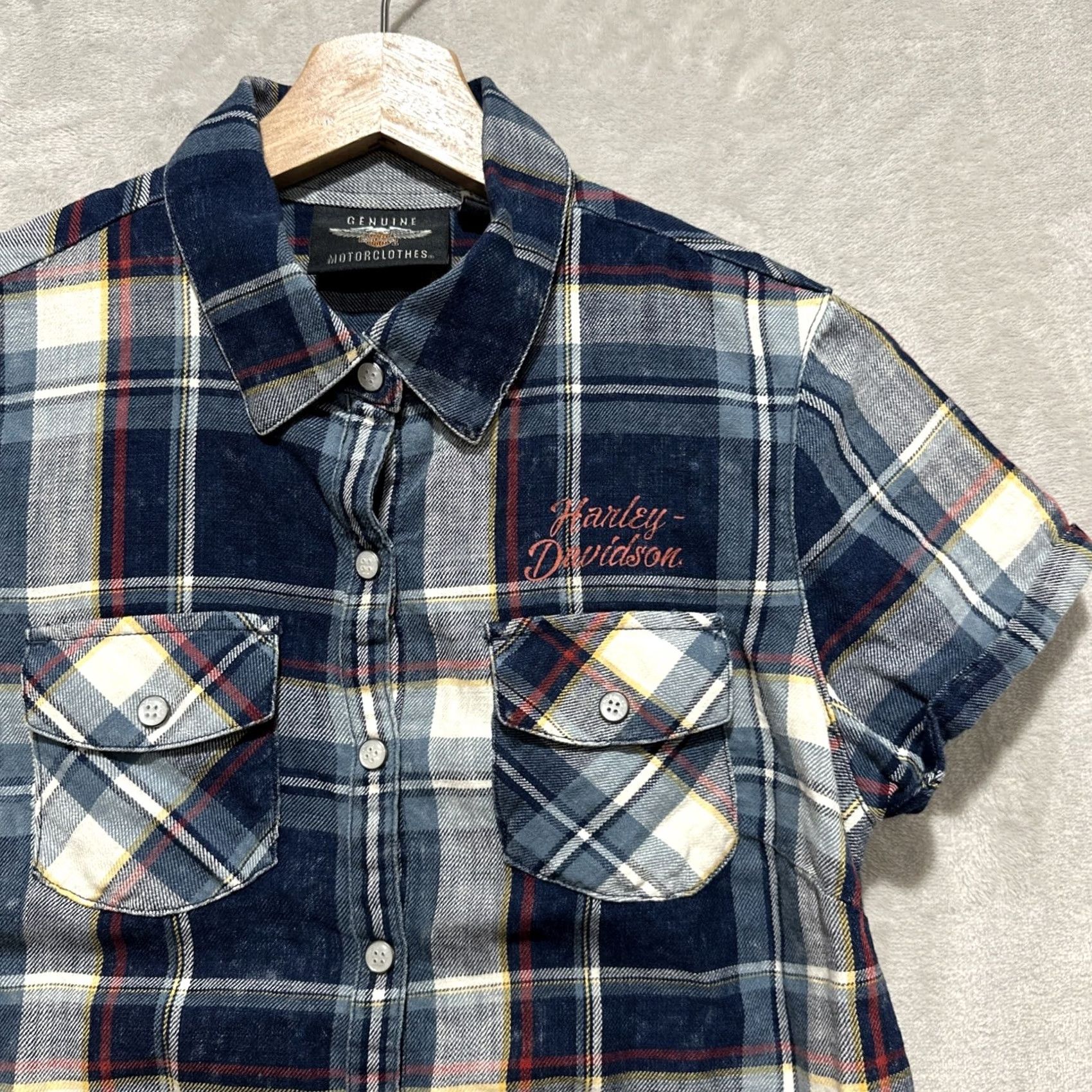 Harley Davidson Harley-Davidson Plaid Womens Size S Snap Button Down Shirt Short Sleeve Collared Size S / US 4 / IT 40 - 4 Thumbnail