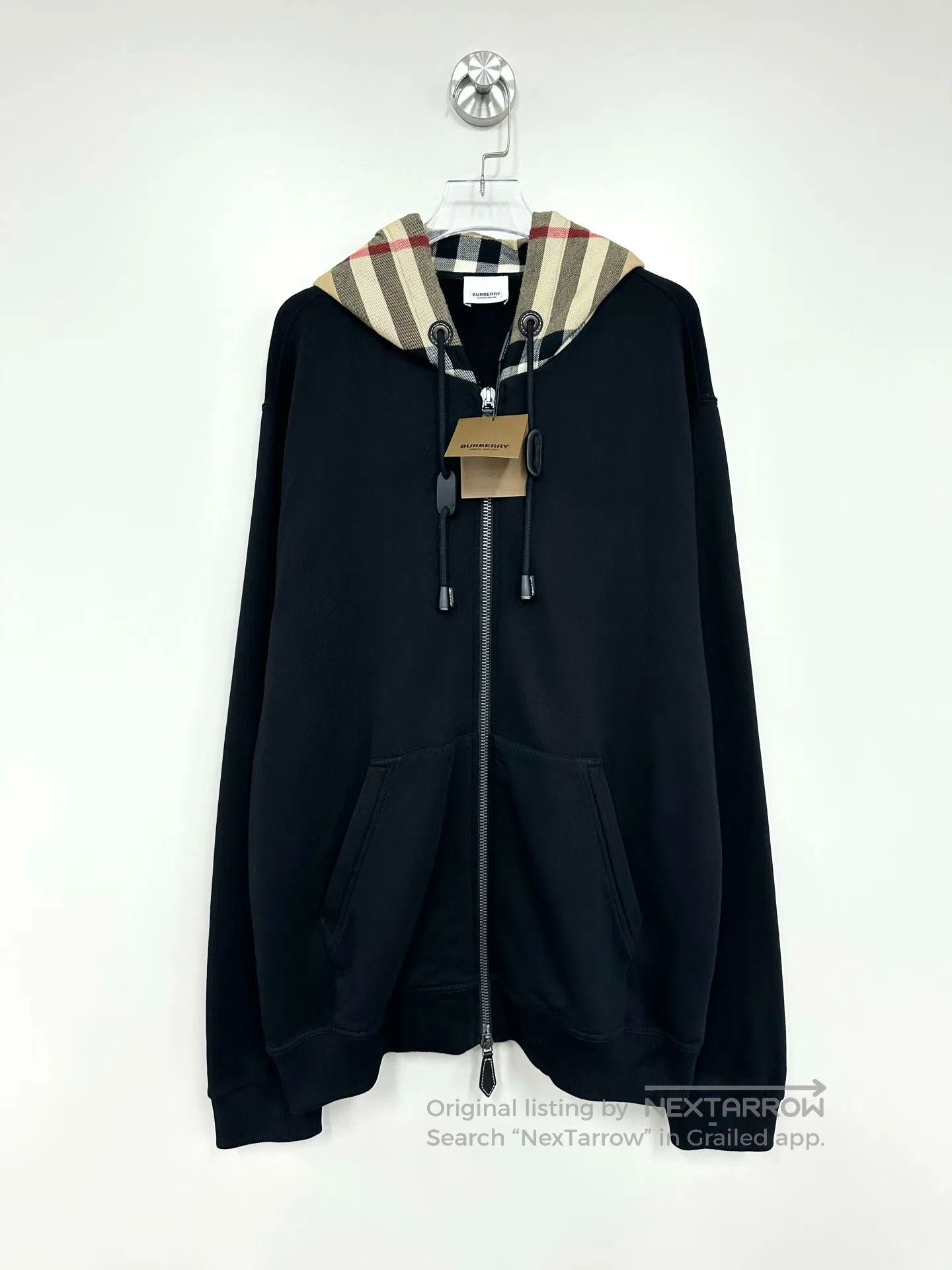 Burberry Burberry Black Zip-Up Plaid Hooded Sweatshirt Jacket| Size M / US 6-8 / IT 42-44 - 1 Thumbnail