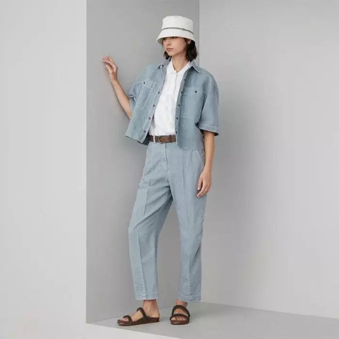 Brunello Cucinelli o1la1rc1a0425 Lady Dyed Pants in Powder Blue Size 26" / US 2 / IT 38 - 4 Thumbnail