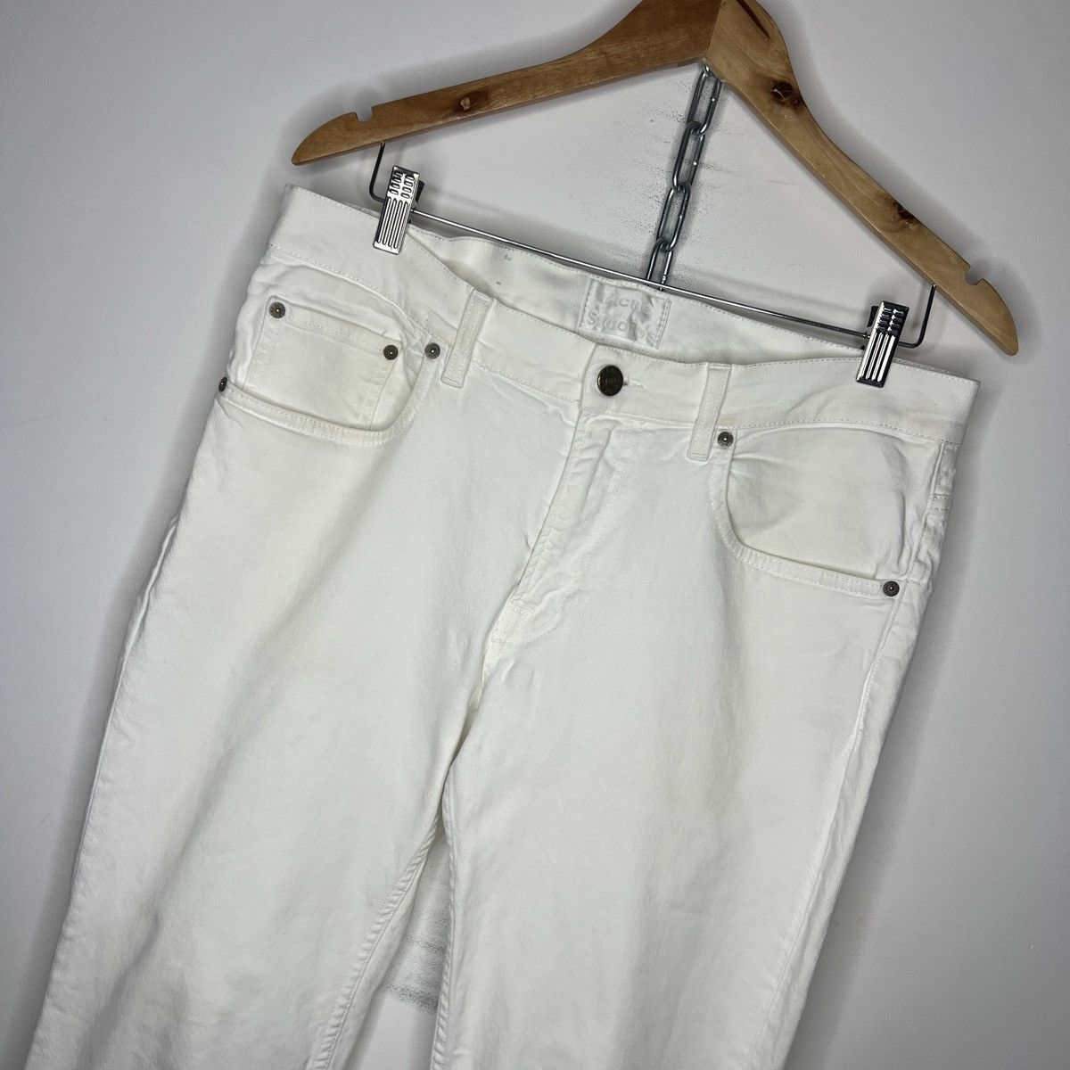 Acne Studios × Designer Acne Studios Ace White Jeans Straight Leg Mens 34x32 Size US 34 / EU 50 - 3 Thumbnail