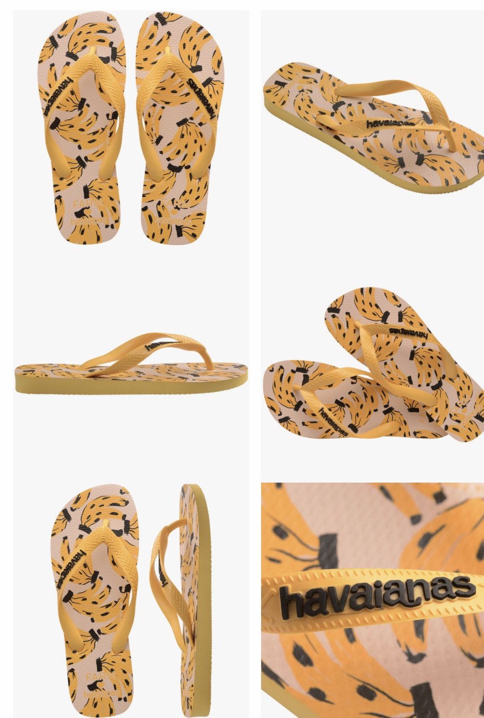 Farm Rio FARM Rio x Havaianas Cheetah Bananas Flip Flops, Size 9-10 Size US 9.5 / IT 39.5 - 9 Thumbnail