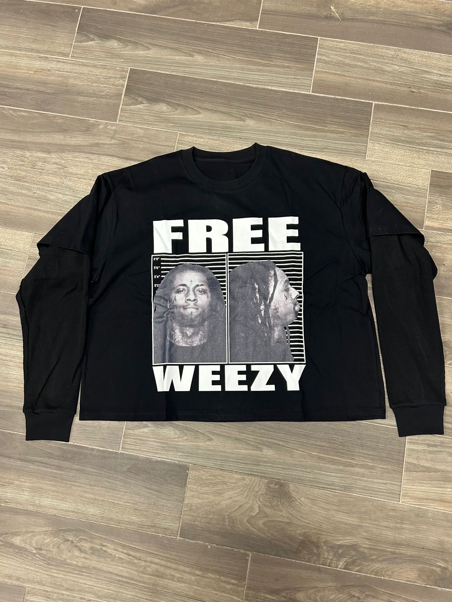 image of The Gv Gallery x Vintage Gv Gallery X Raspberry Hills Black Free Weezy Long sleeve T-Shirt (Size Sm