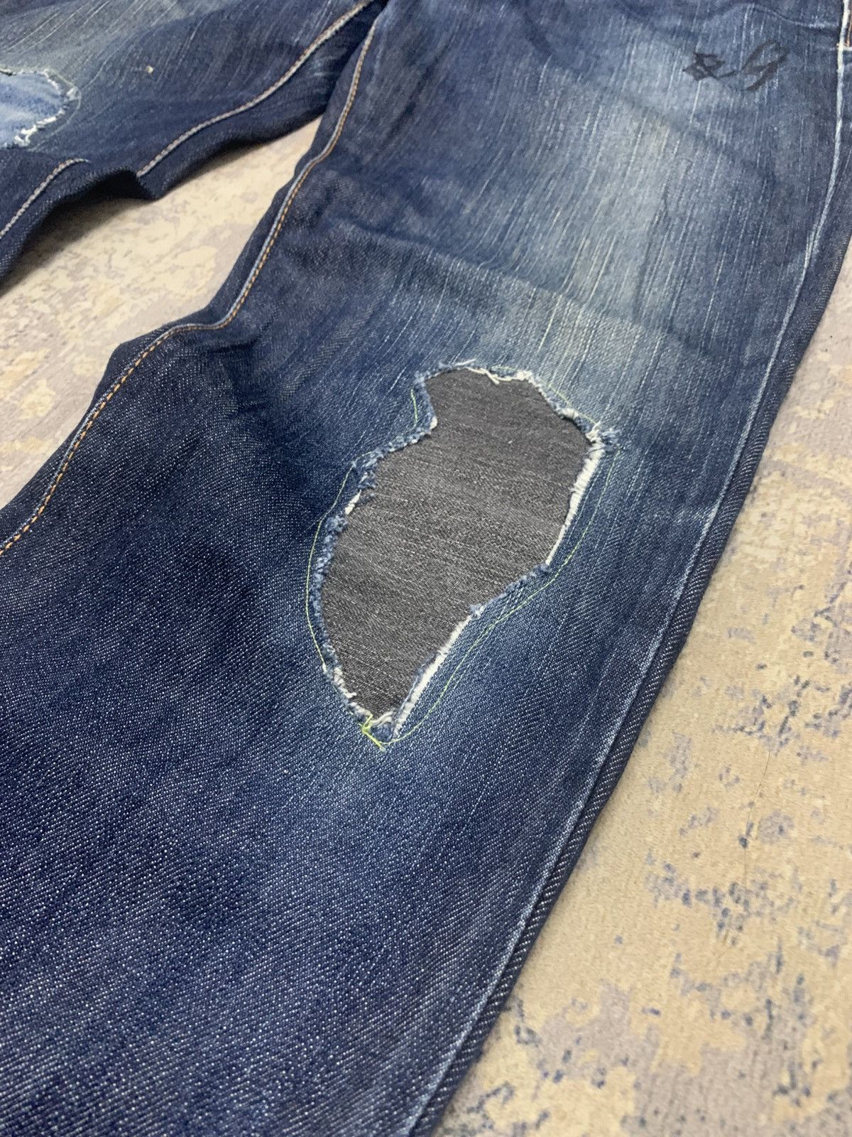 Japanese Brand Edwin Made In Japan Patchwork Jeans Size US 34 / EU 50 - 5 Thumbnail
