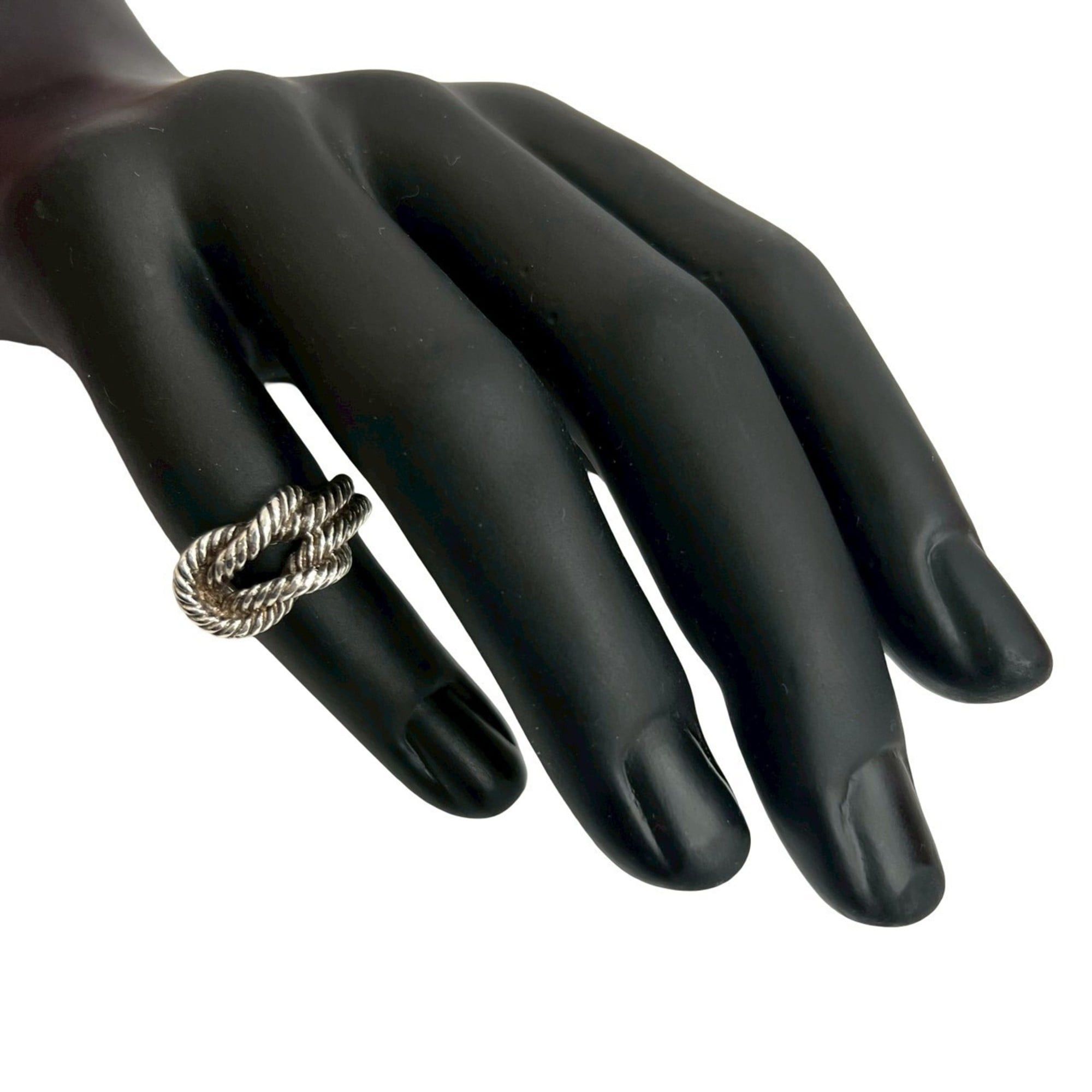 Hermes HERMES Audienne Twisted Rope Ring in Sterling Silver, Size 7, 42703 Size ONE SIZE - 1 Thumbnail