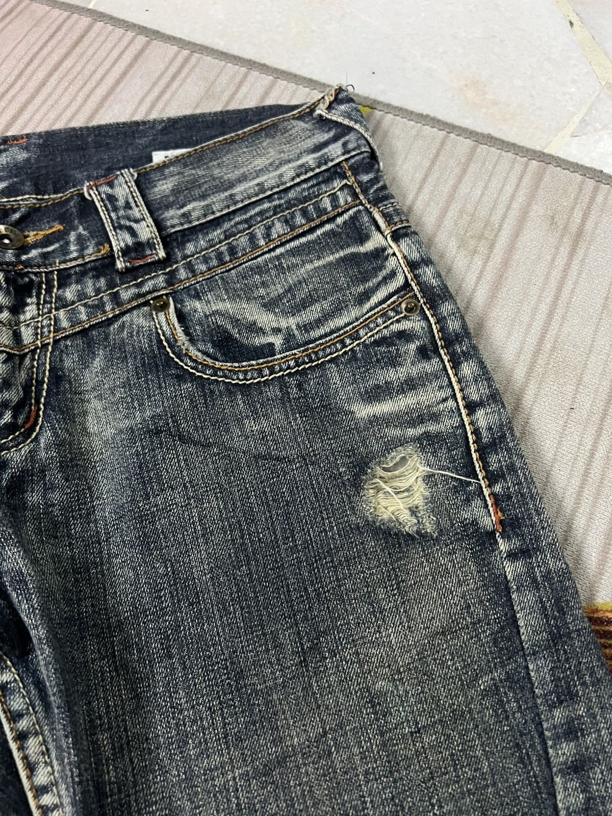 Japanese Brand 💥Flare💥Semantic Design Snake Skin Twist Leg Distress Jean Size US 32 / EU 48 - 11 Thumbnail