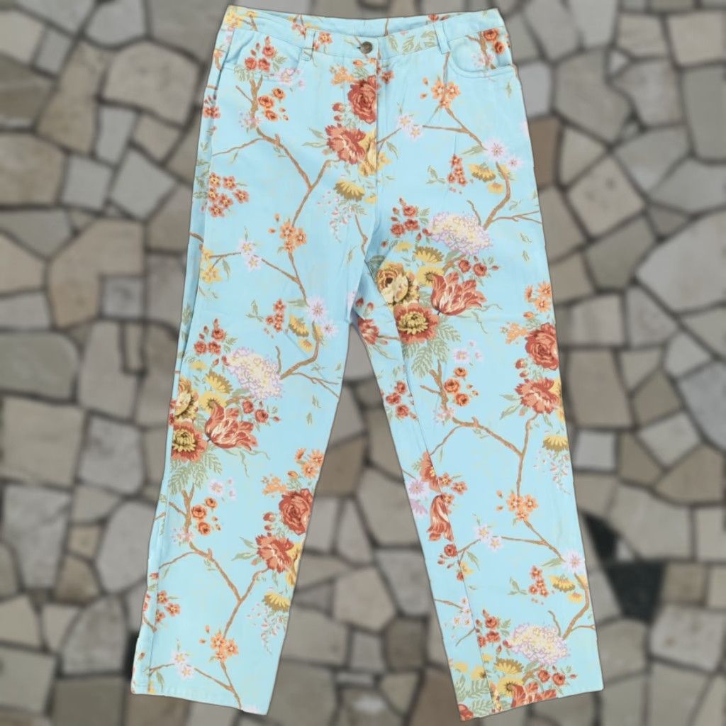 Vintage Harold's High Rise Straight Leg Canvas Jeans Blue Floral Women's 10 Size 32" / US 10 / IT 46 - 1 Thumbnail