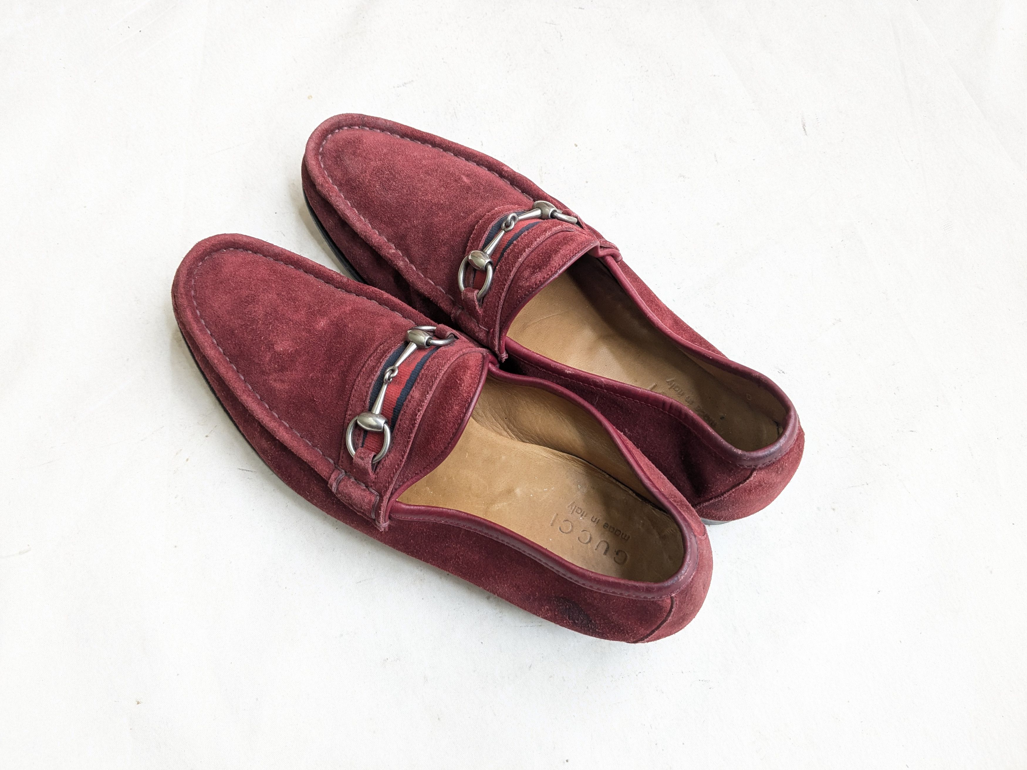 Gucci Gucci Horsebit Loafers Red 10.5 D Suede Leather Italy Slip Size US 10.5 / EU 43-44 - 12 Thumbnail