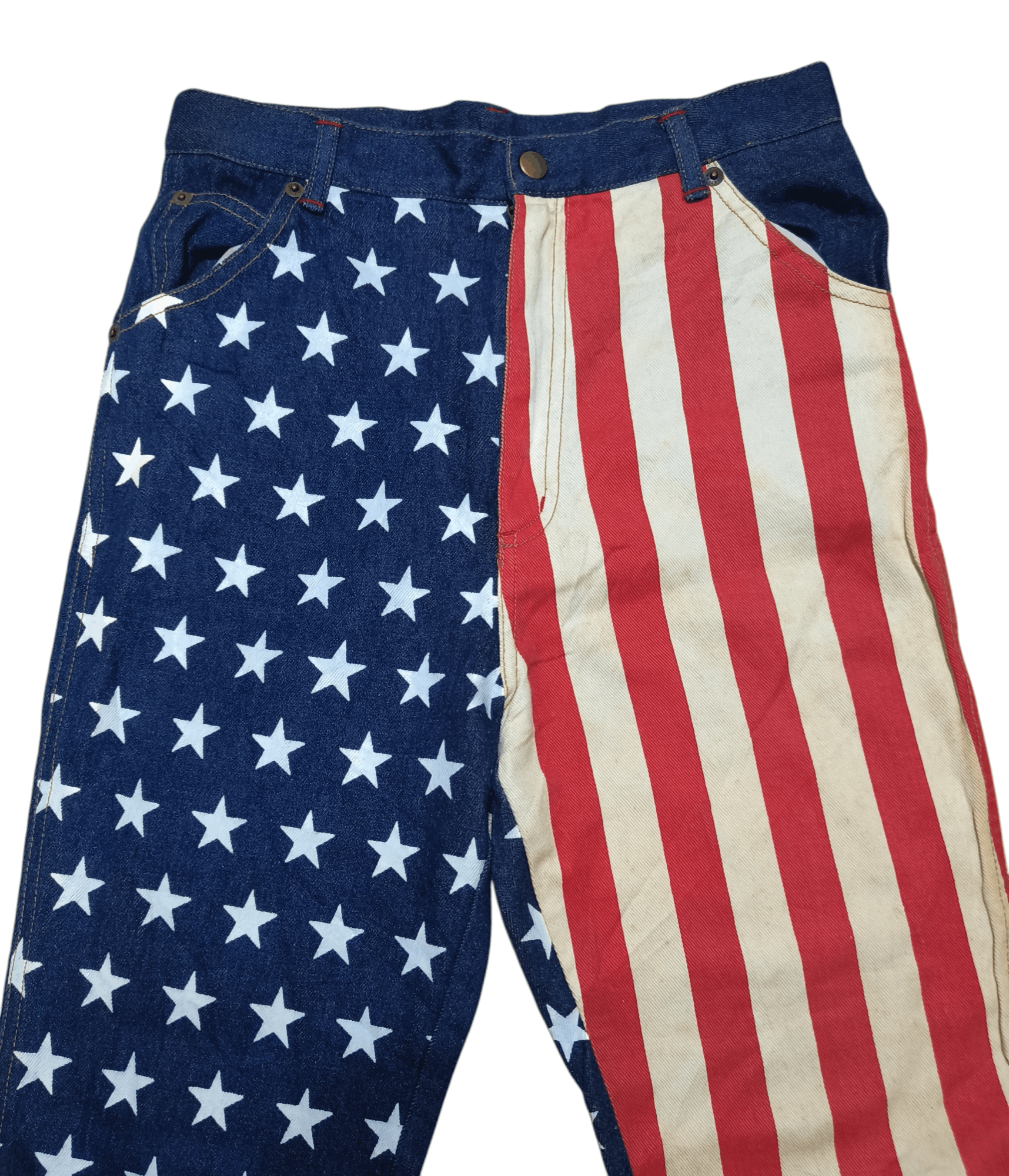 Japanese Brand Vintage CRT Navy USA Flag Printed Unique Motifs Jeans Pants Size 27" / US 4 / IT 40 - 4 Thumbnail