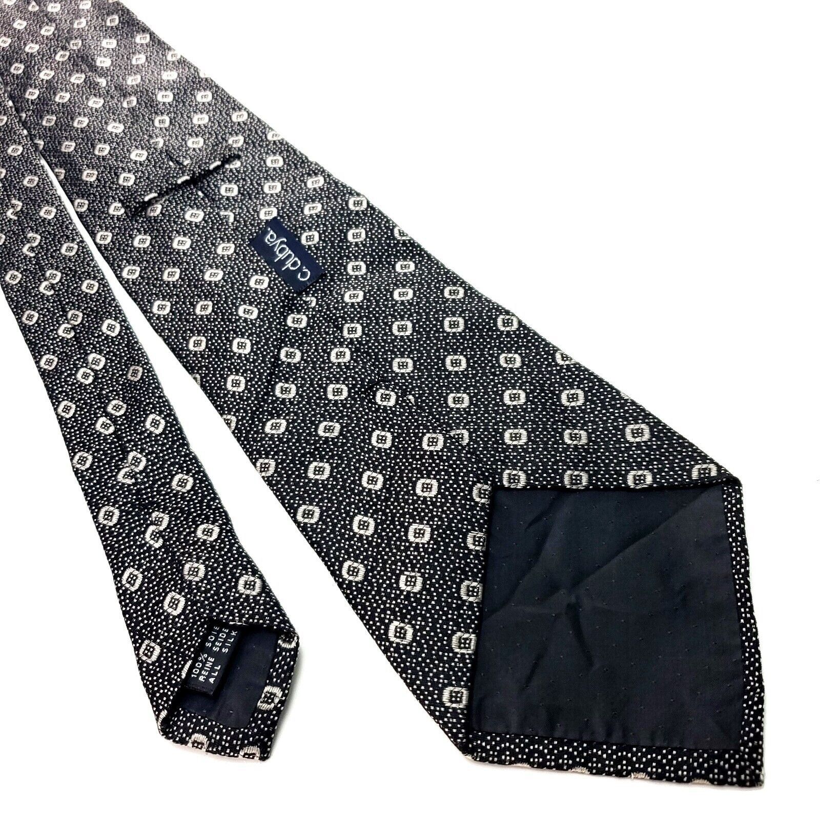 Vintage C. Dubya Black Silk Tie Woven Wide Geometric Size ONE SIZE - 3 Thumbnail