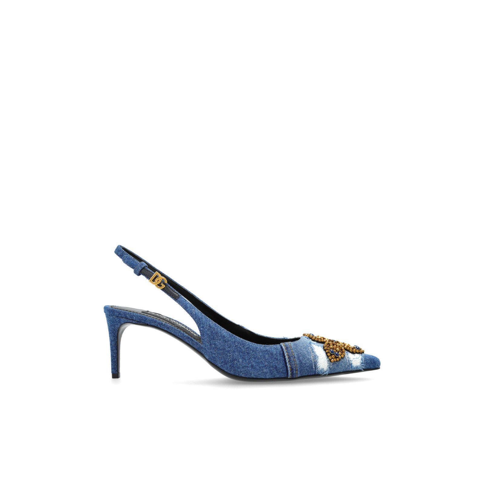 DOLCE&GABBANA Cross Blue Denim 75mm Heel Shoes New & Authent